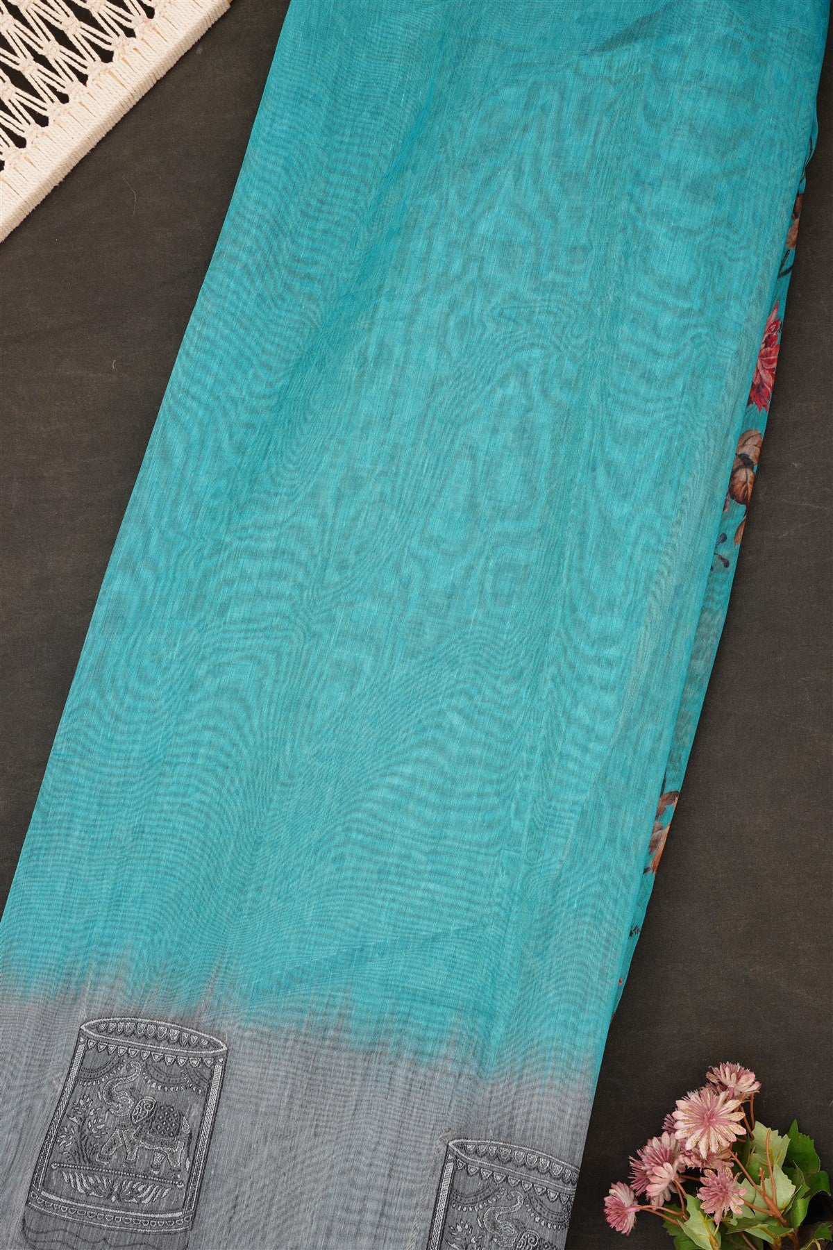 Fancy Bhagalpuri Silk Teal Green Saree