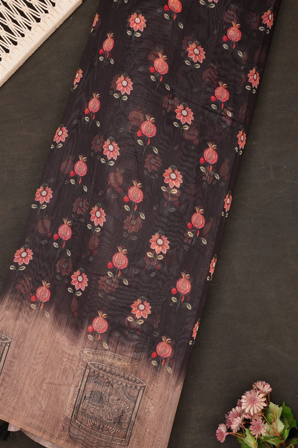 Fancy Bhagalpuri Silk Black Saree