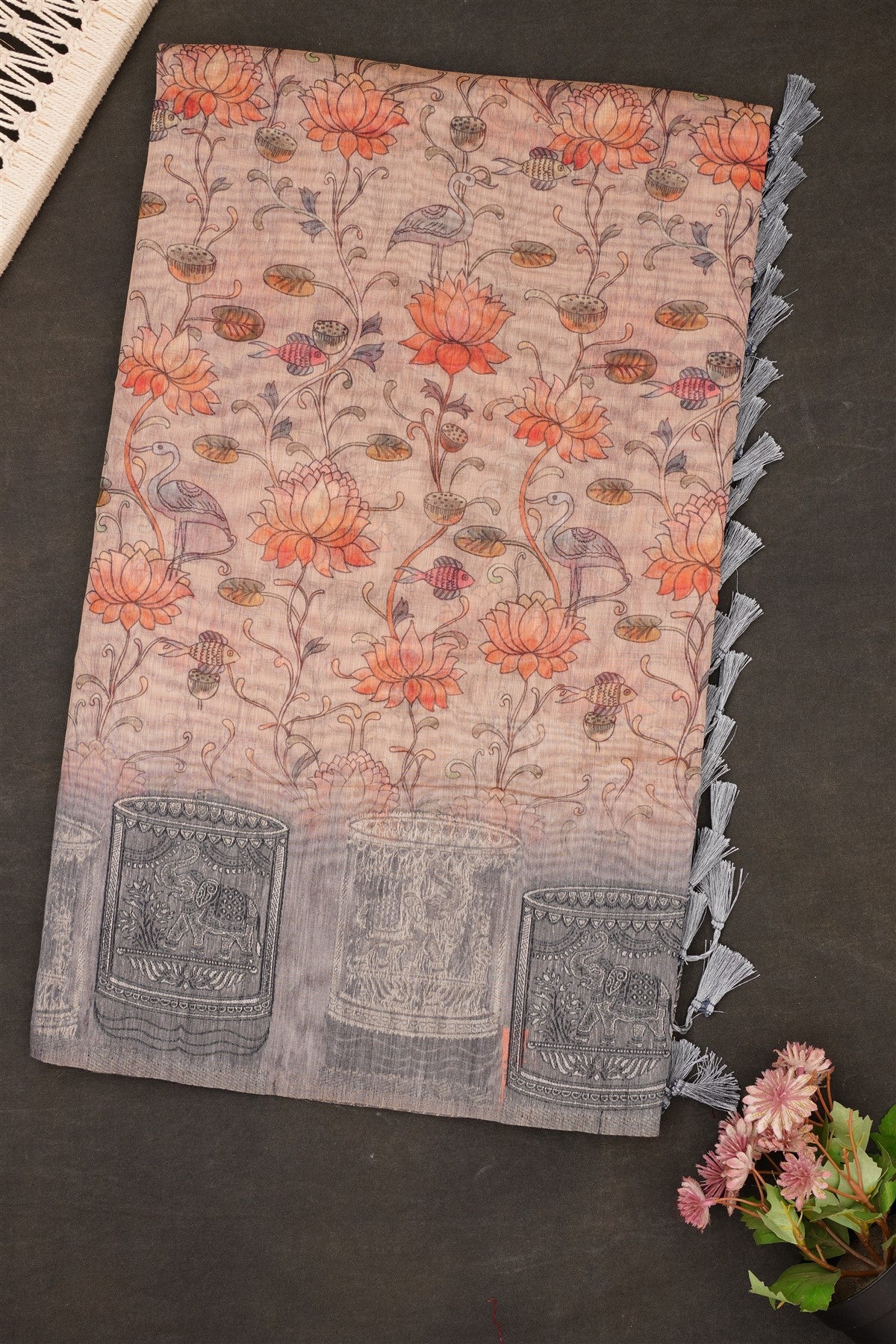 Fancy Bhagalpuri Silk Beige Saree