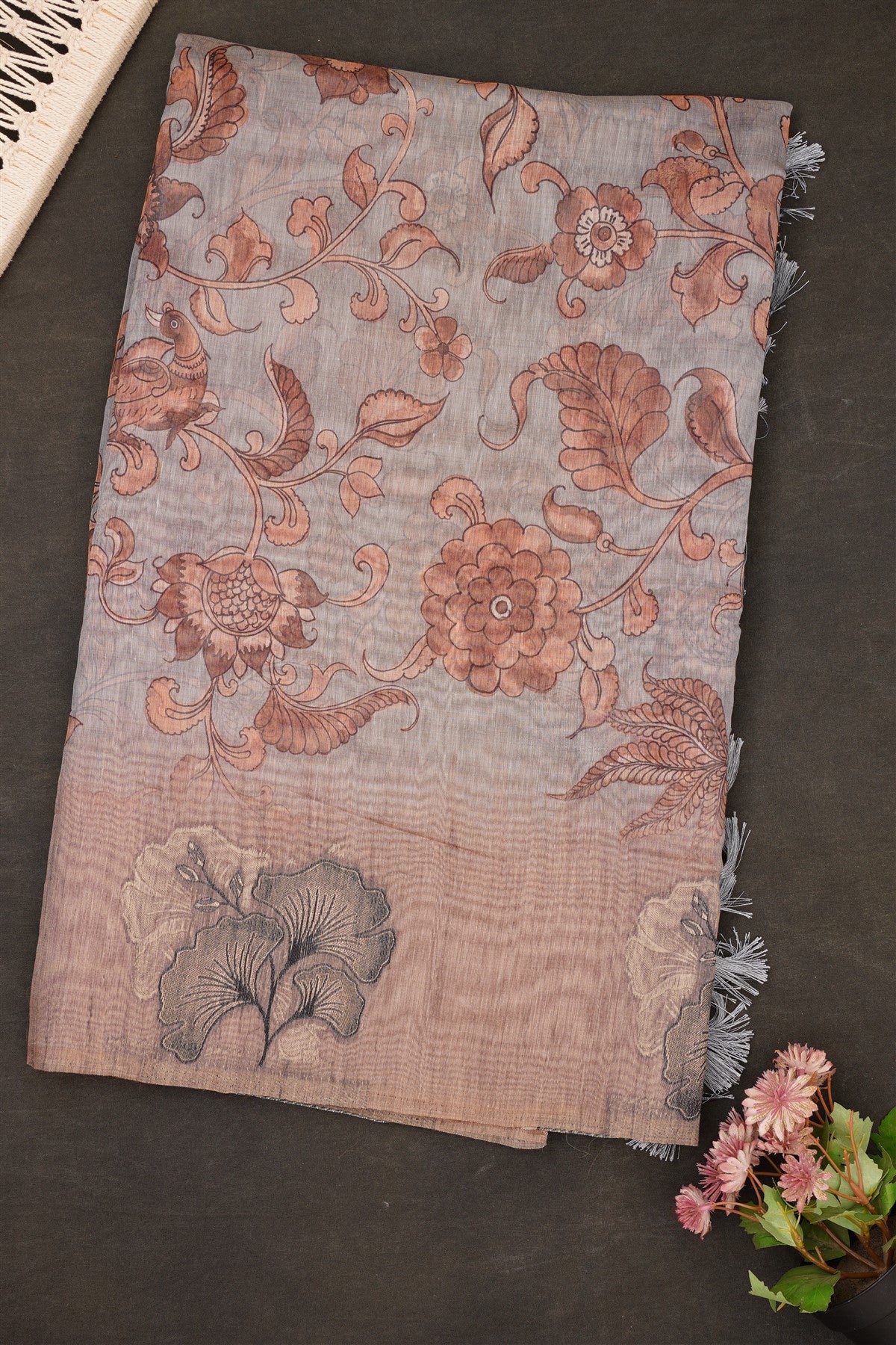 Fancy Bhagalpuri Silk Grey Saree