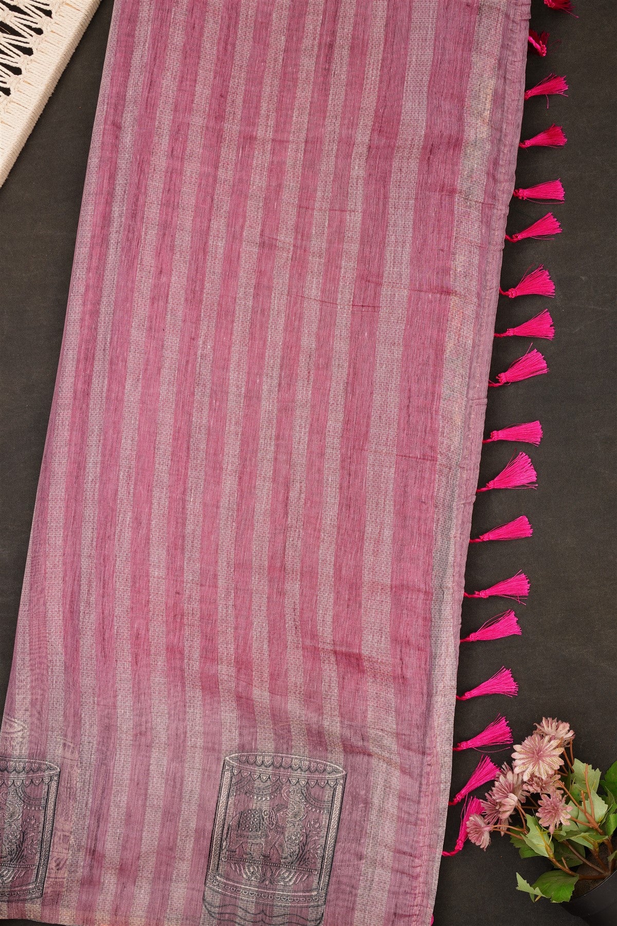 Fancy Bhagalpuri Silk Magenta Saree