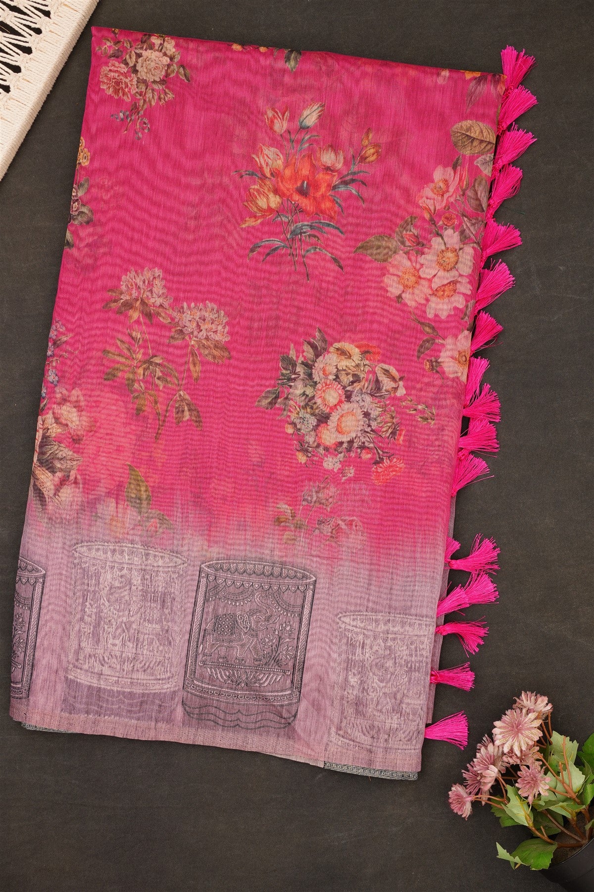 Fancy Bhagalpuri Silk Magenta Saree