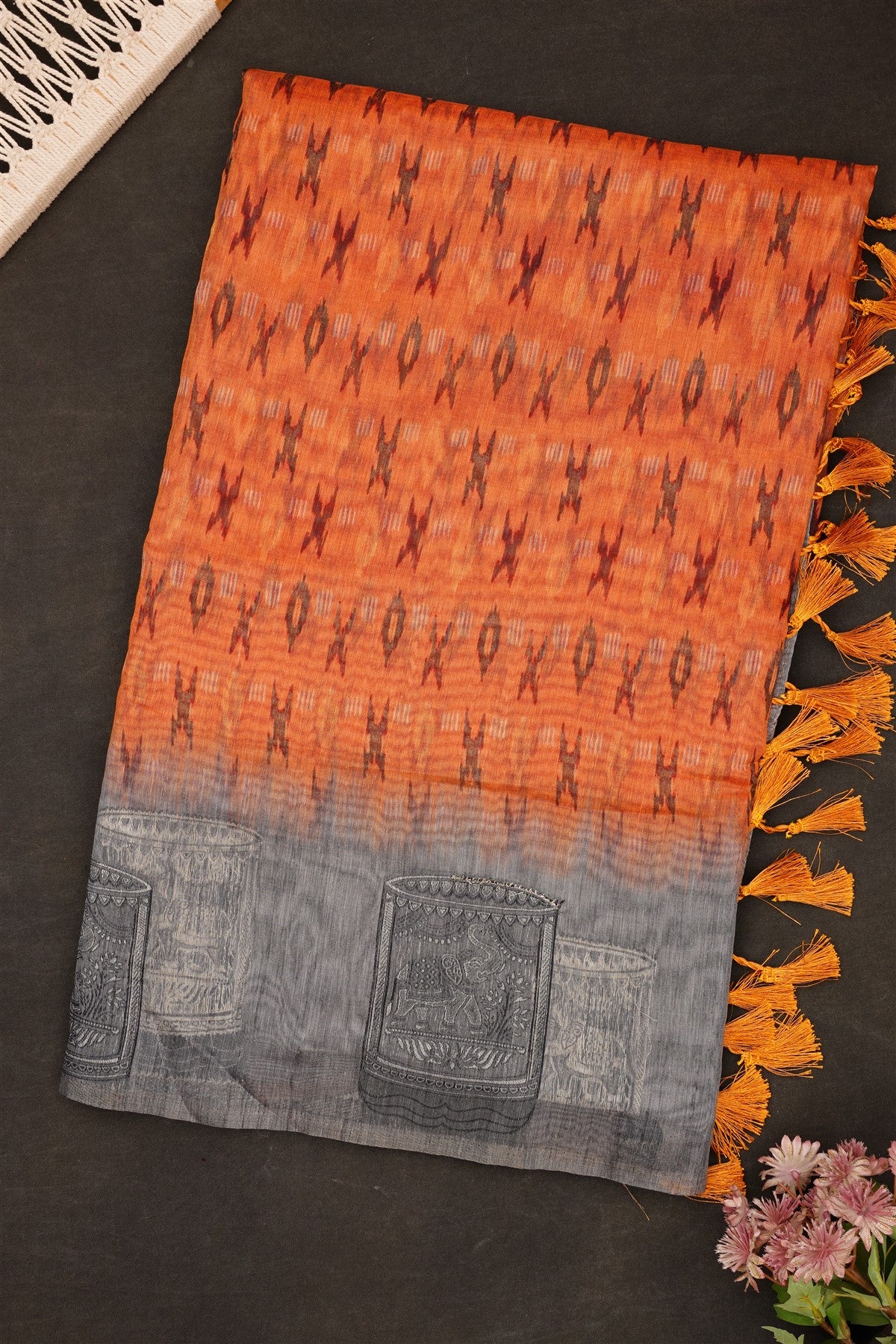Fancy Bhagalpuri Silk Mustard Saree