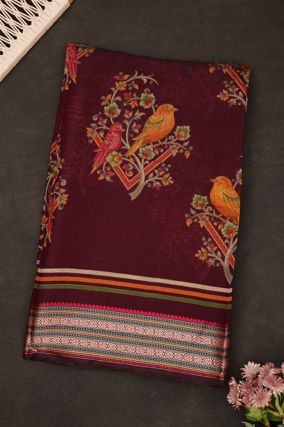 Fancy Viscose Silk Dark Purple Saree