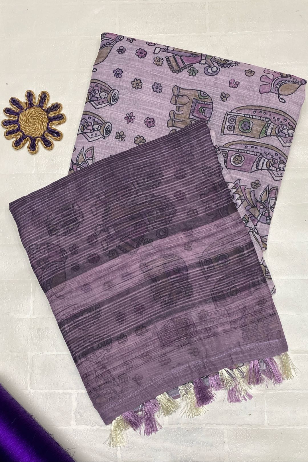 Fancy Linen Light Purple Saree