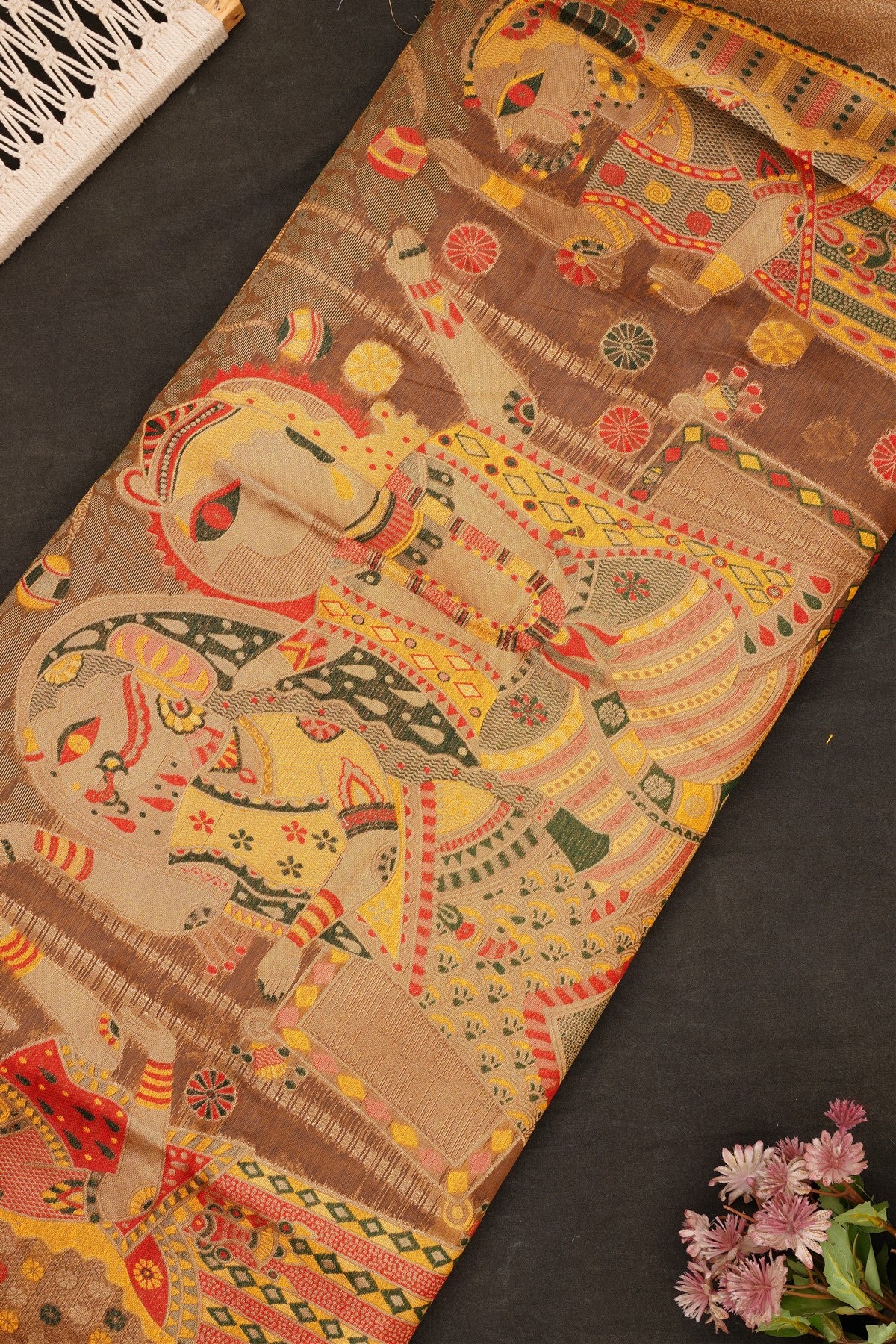 Fancy Chanderi Silk Khakhi Saree