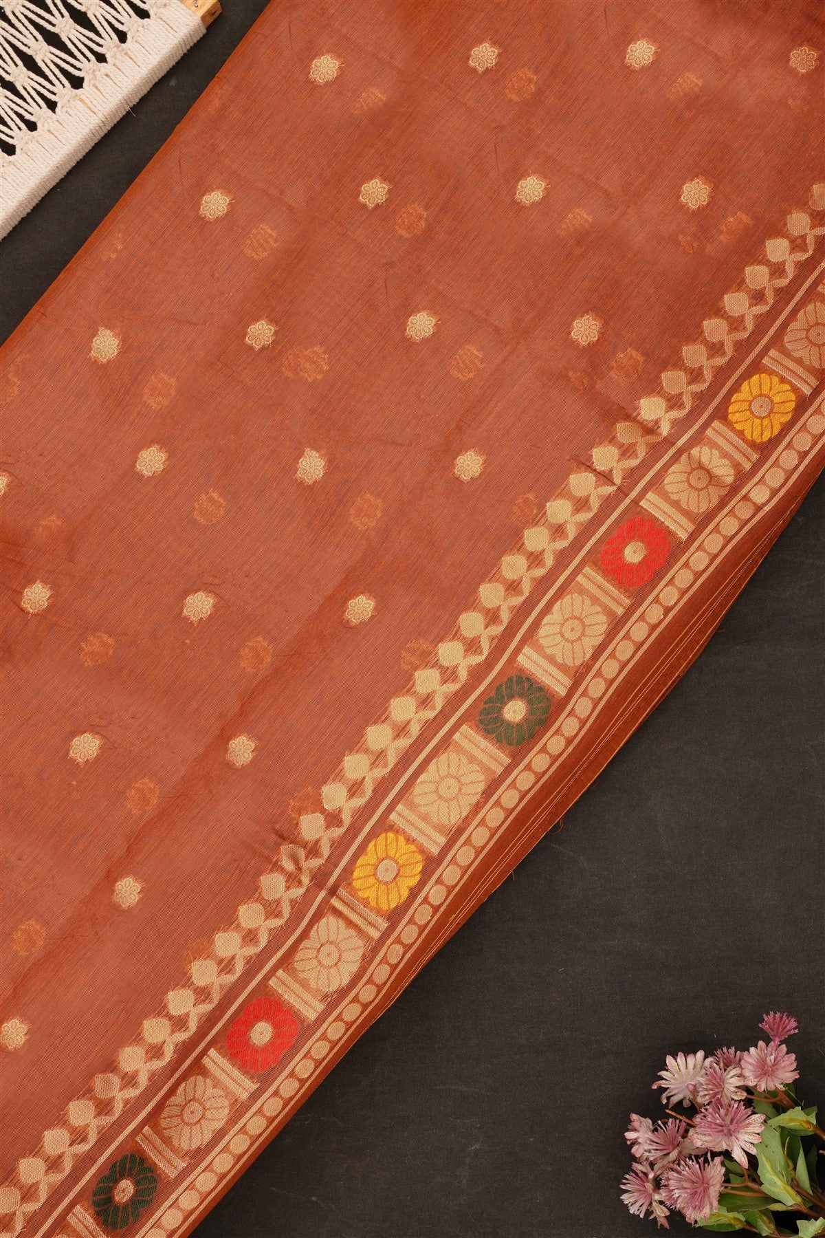 Fancy Chanderi Silk Brown Saree