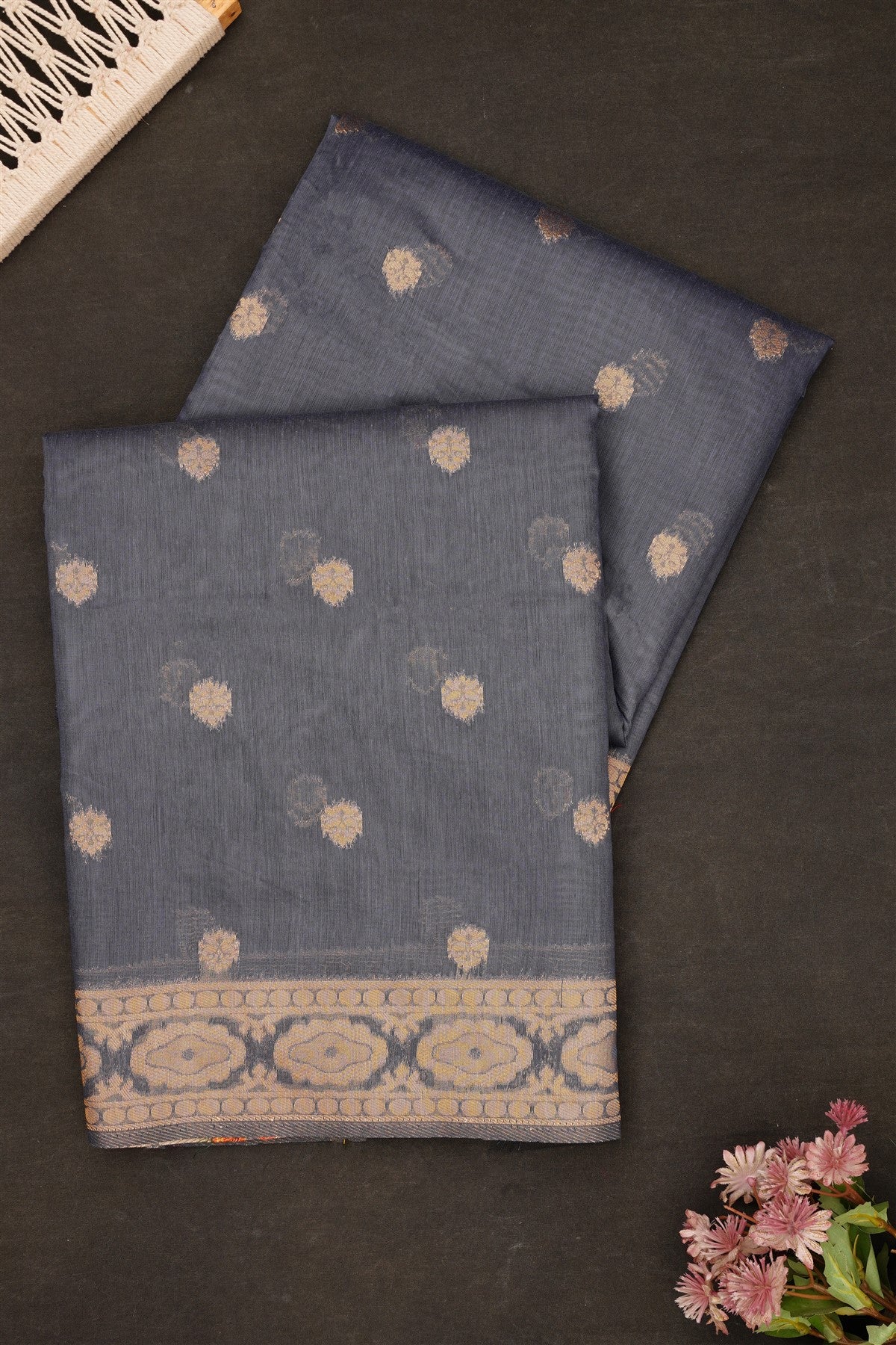Fancy Chanderi Silk Grey Saree
