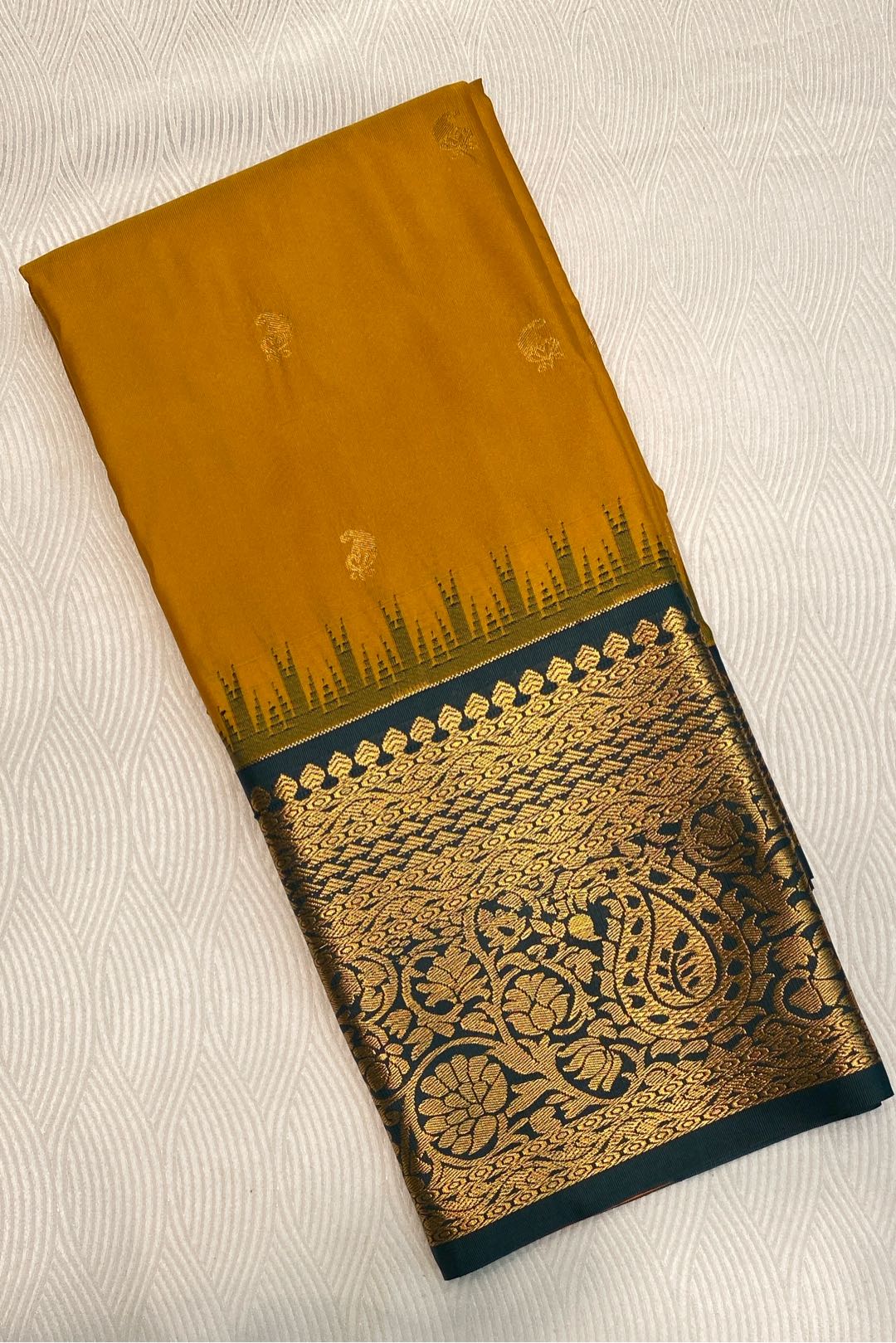 Semi Pattu Silk Blend Mustard Saree