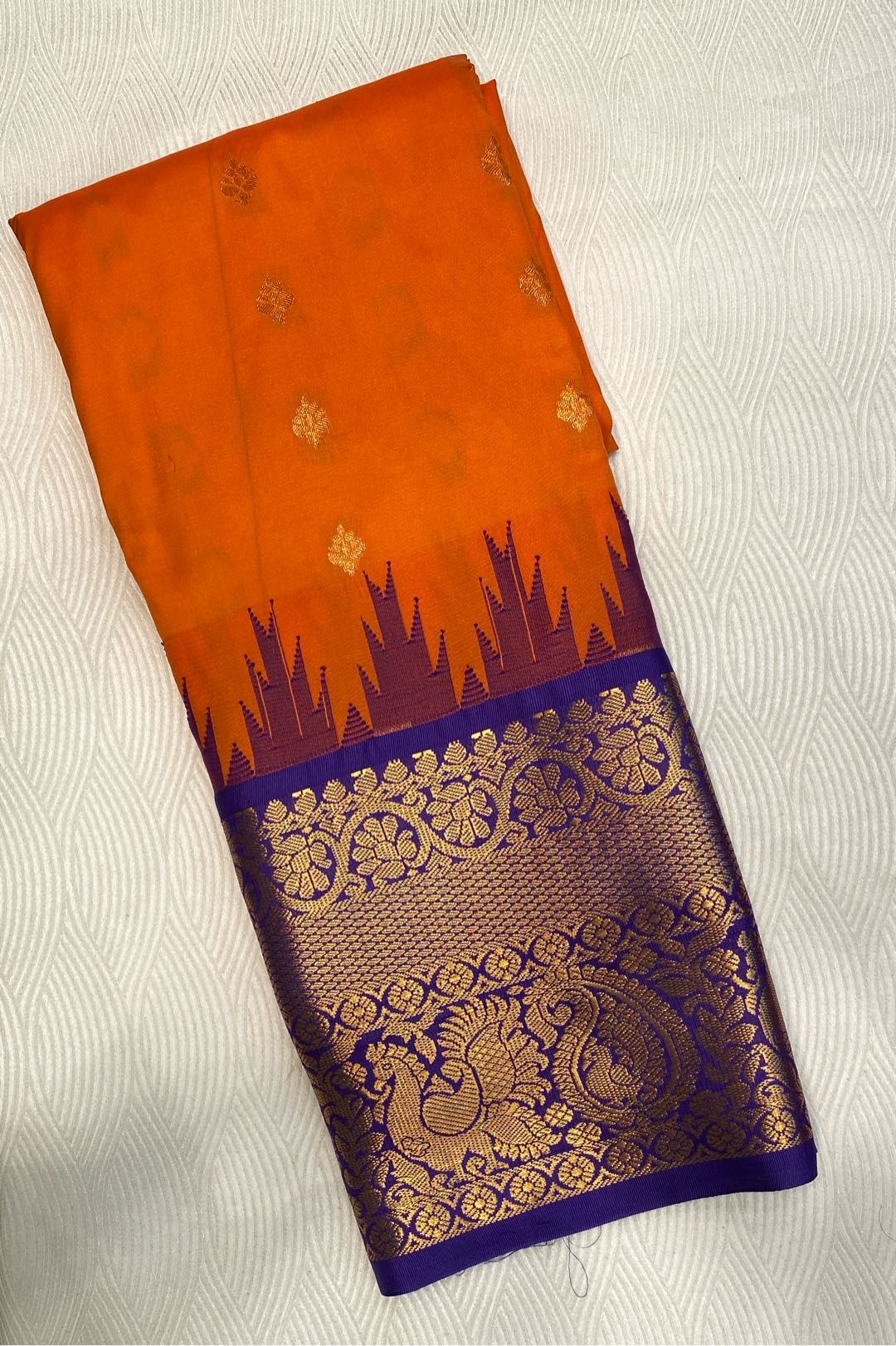 Semi Pattu Silk Blend Orange Saree