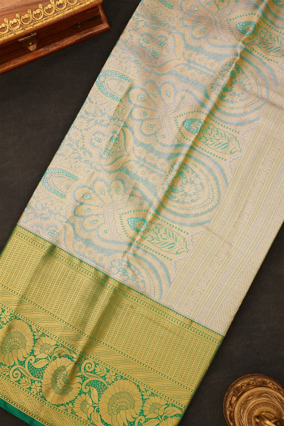 Semi Kanchipuram Silk Blend Purple Saree