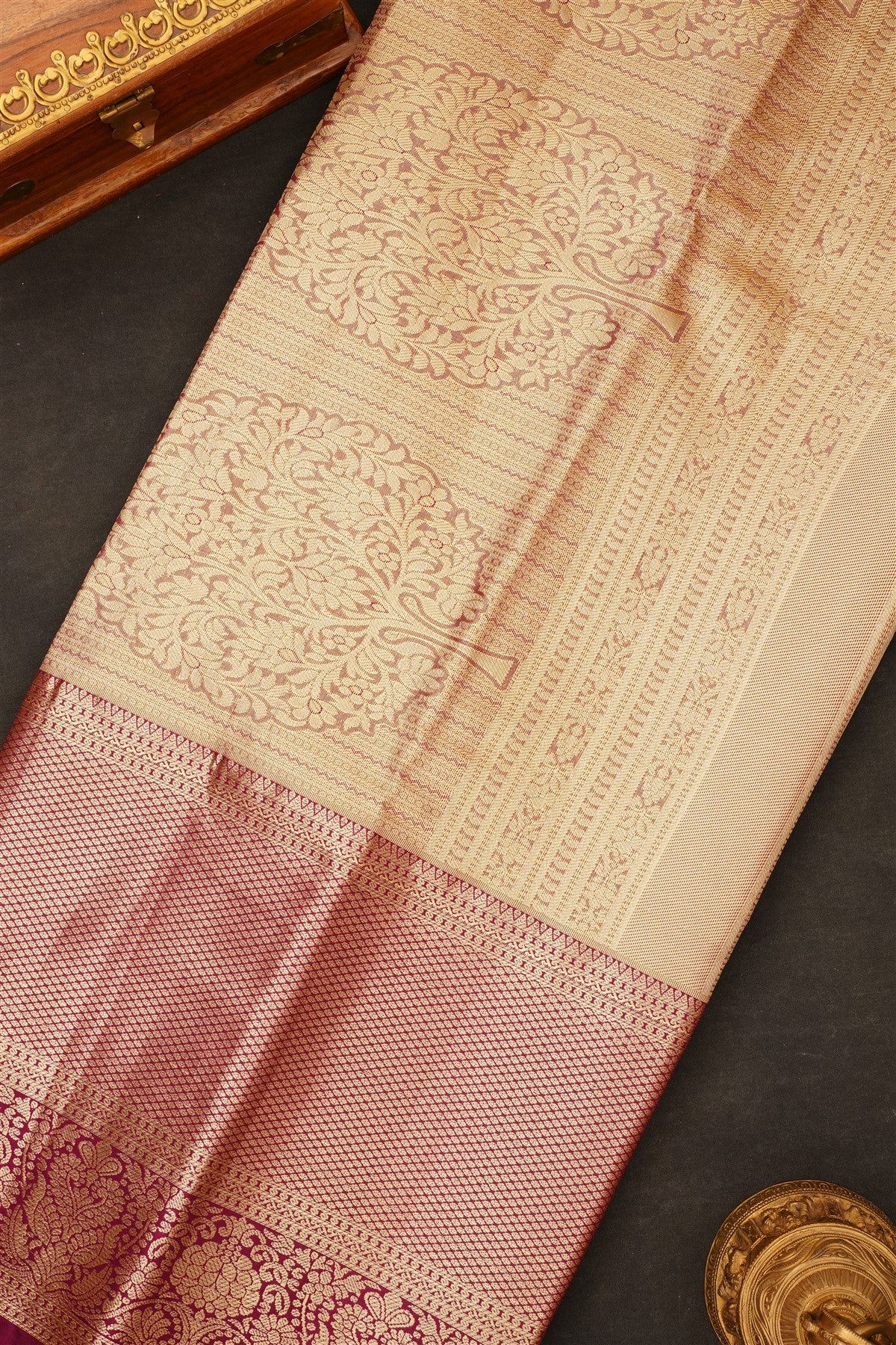 Semi Kanchipuram Silk Blend Sea Blue Saree