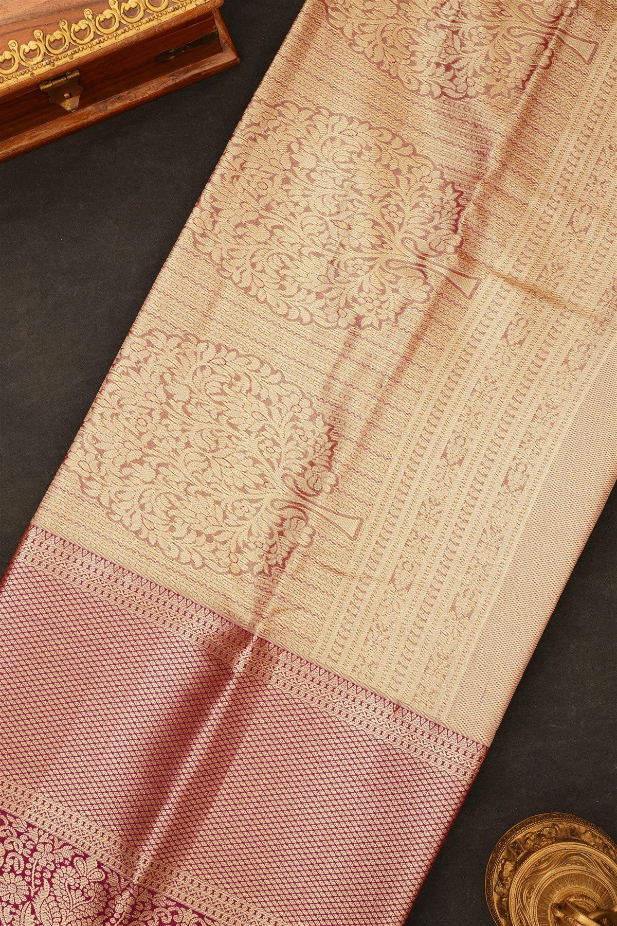 Semi Kanchipuram Silk Blend Sea Green Saree