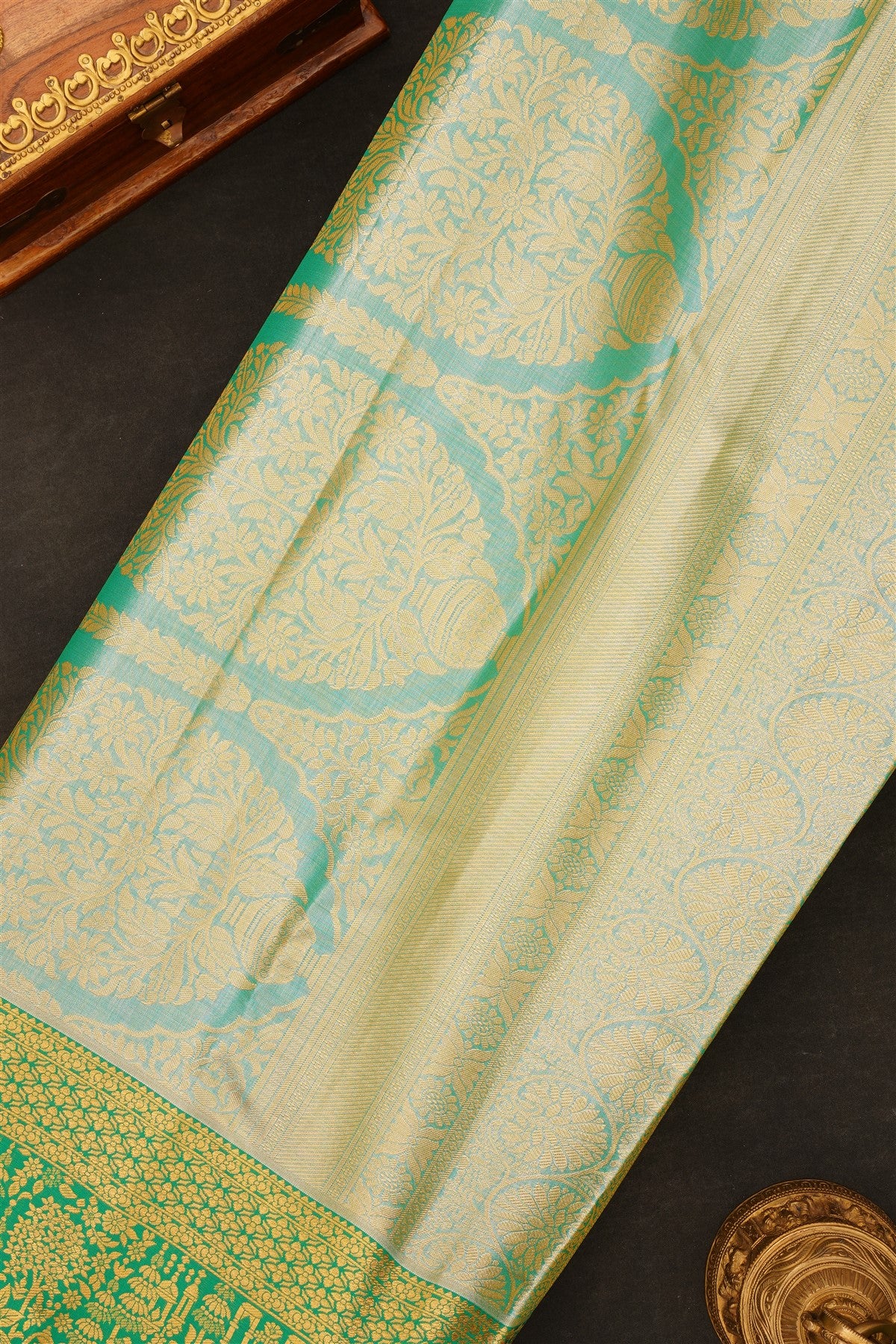 Semi Kanchipuram Silk Blend Purple Saree