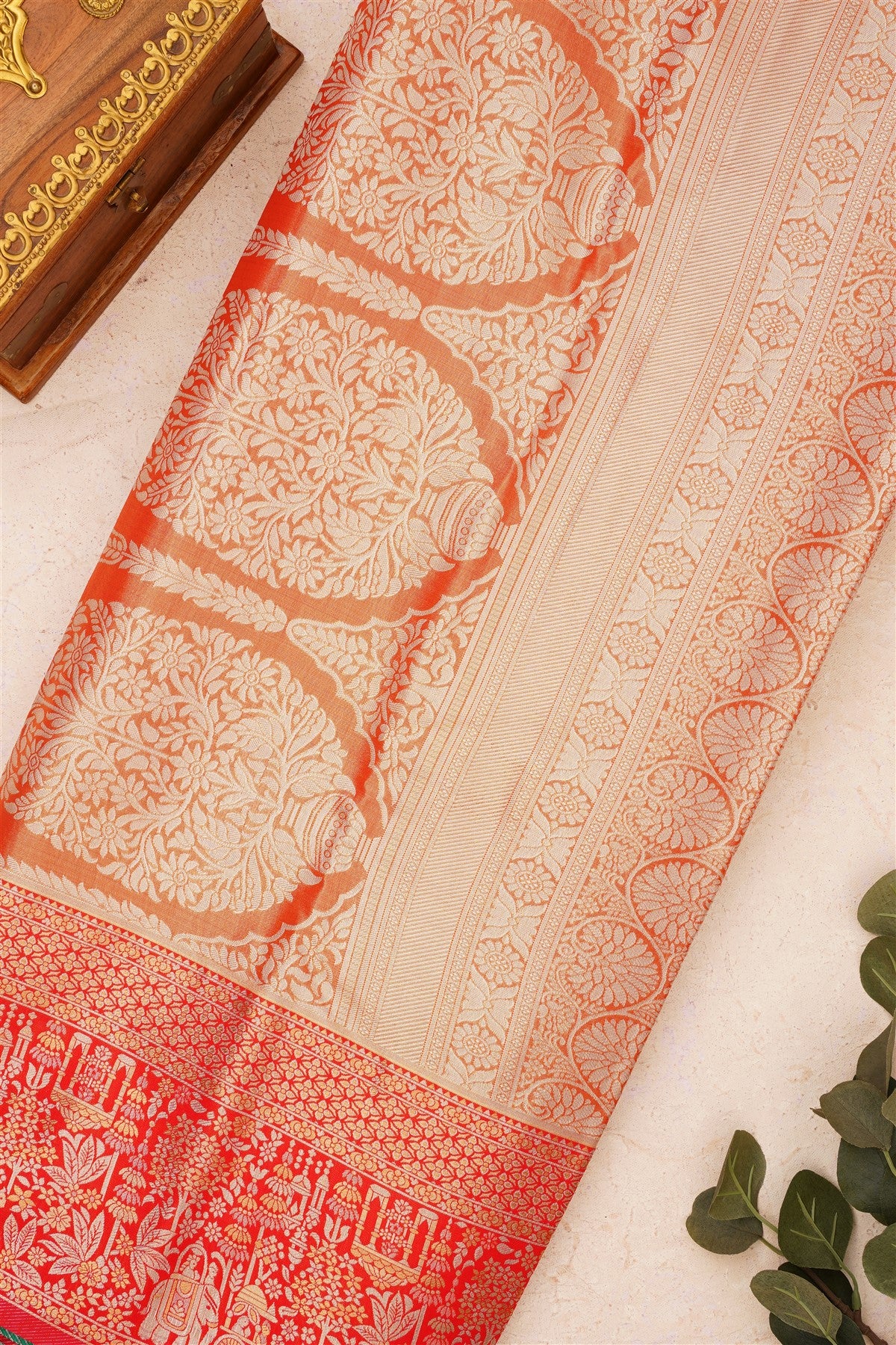 Semi Kanchipuram Silk Blend Green Saree
