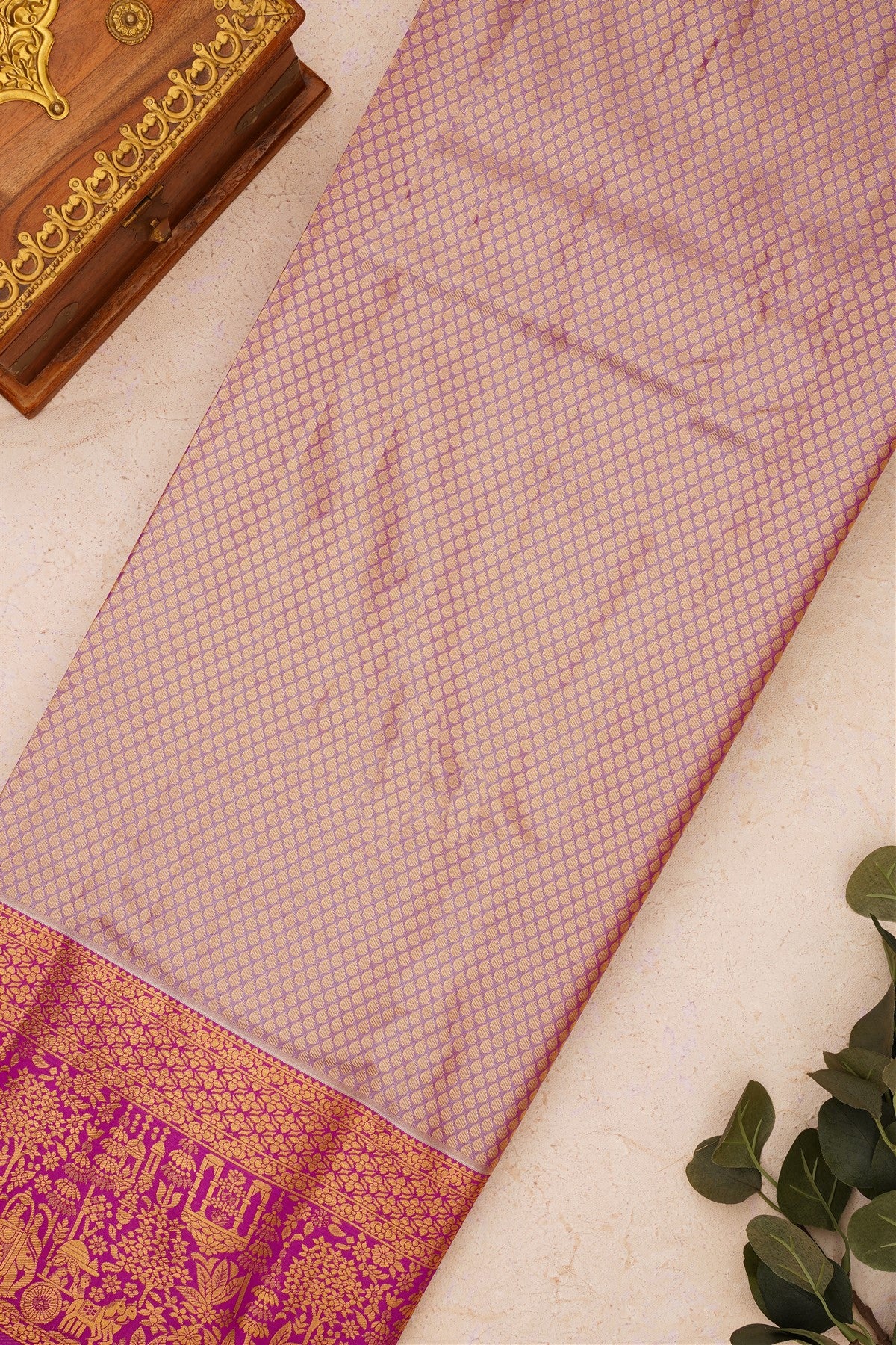 Semi Kanchipuram Silk Blend Green Saree