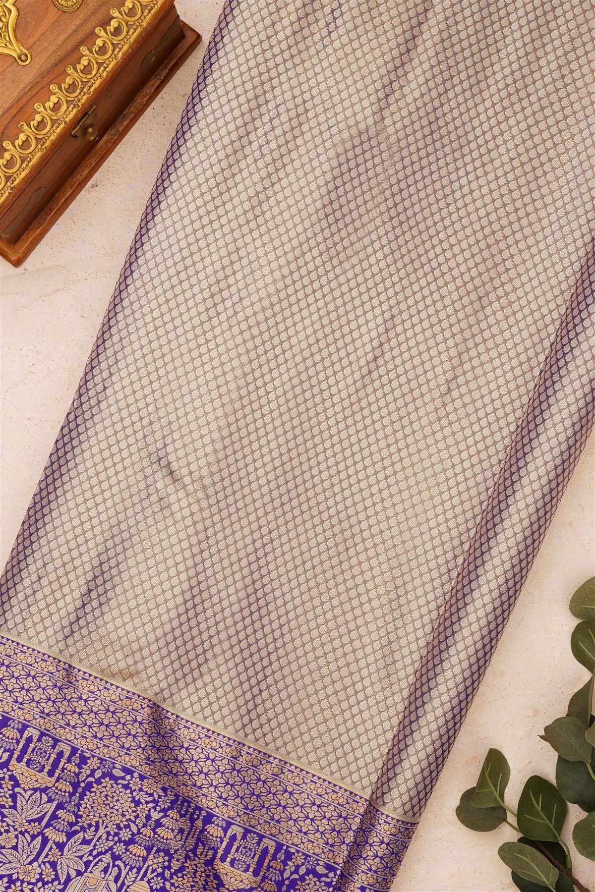 Semi Kanchipuram Silk Blend Green Saree
