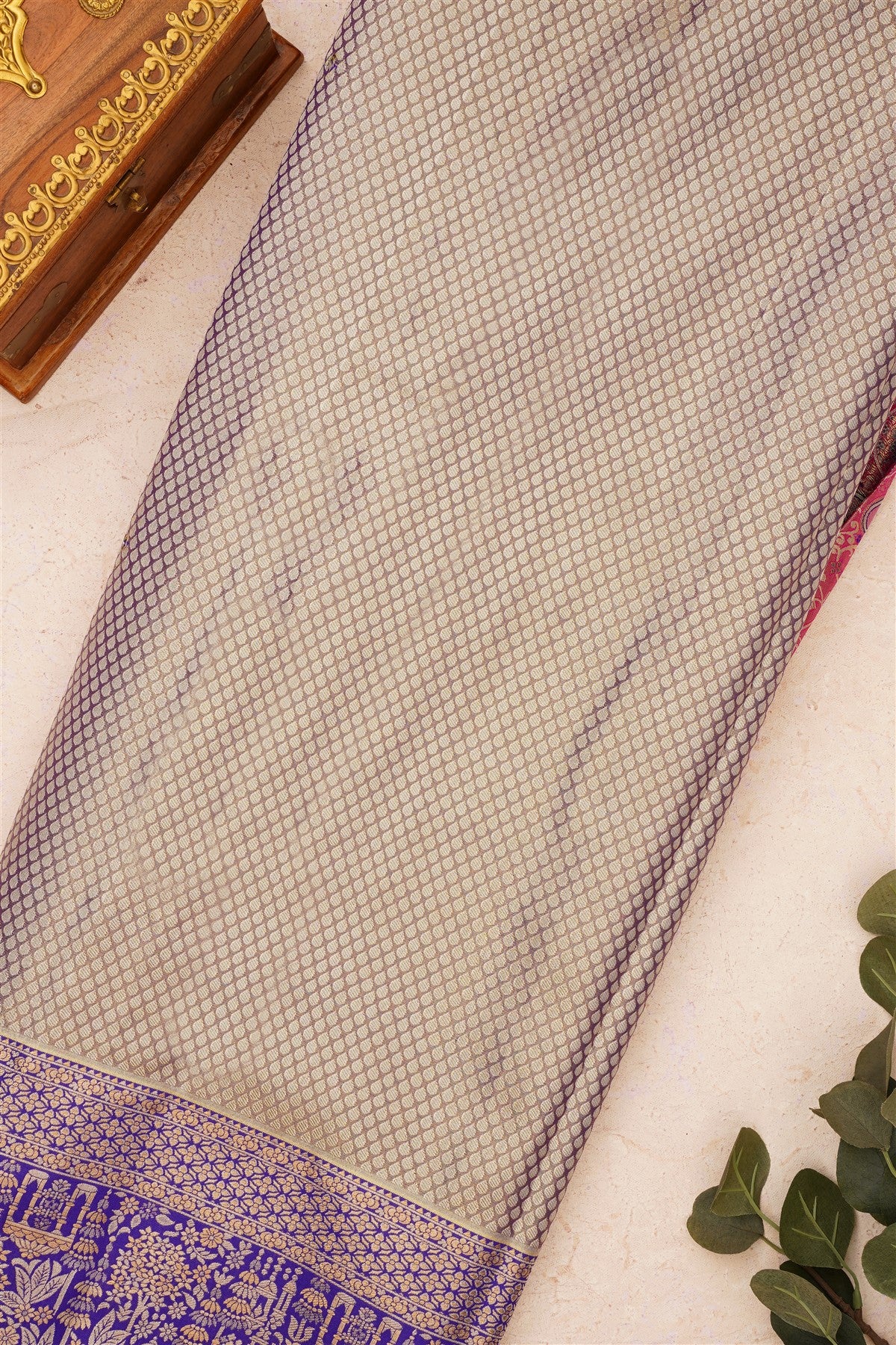 Semi Kanchipuram Silk Blend Pink Saree