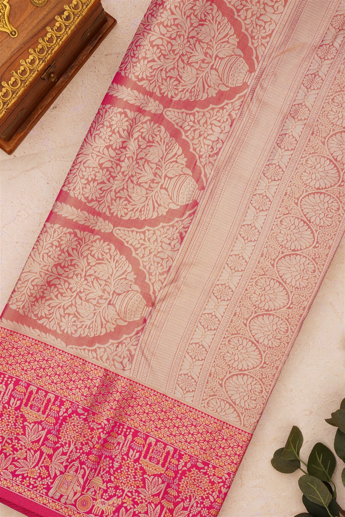Semi Kanchipuram Silk Blend Royal Blue Saree