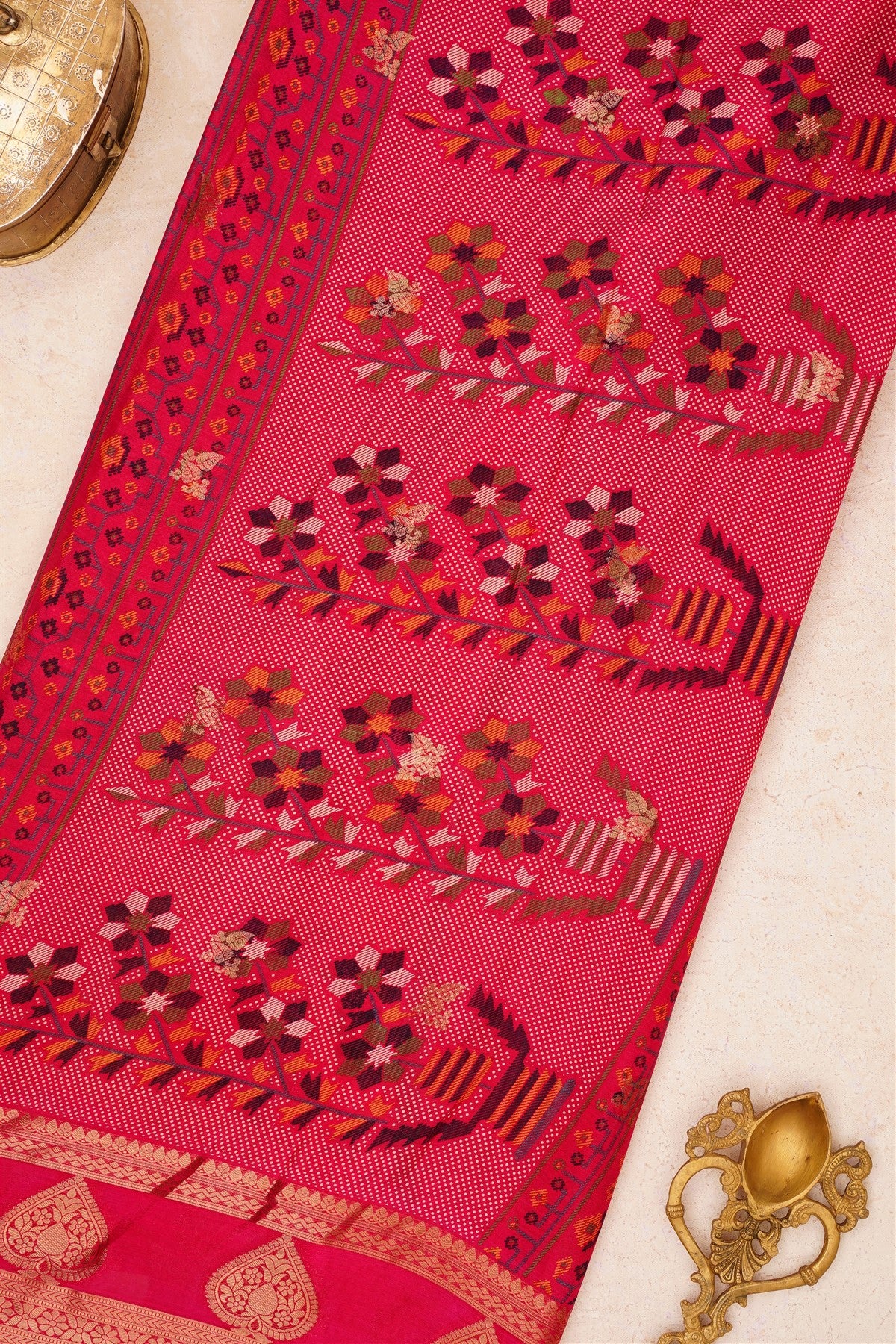 Fancy Chinon Chiffon Dark Pink Saree