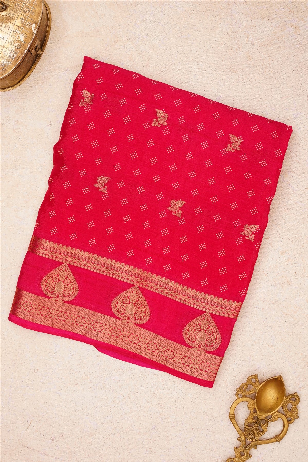Fancy Chinon Chiffon Dark Pink Saree