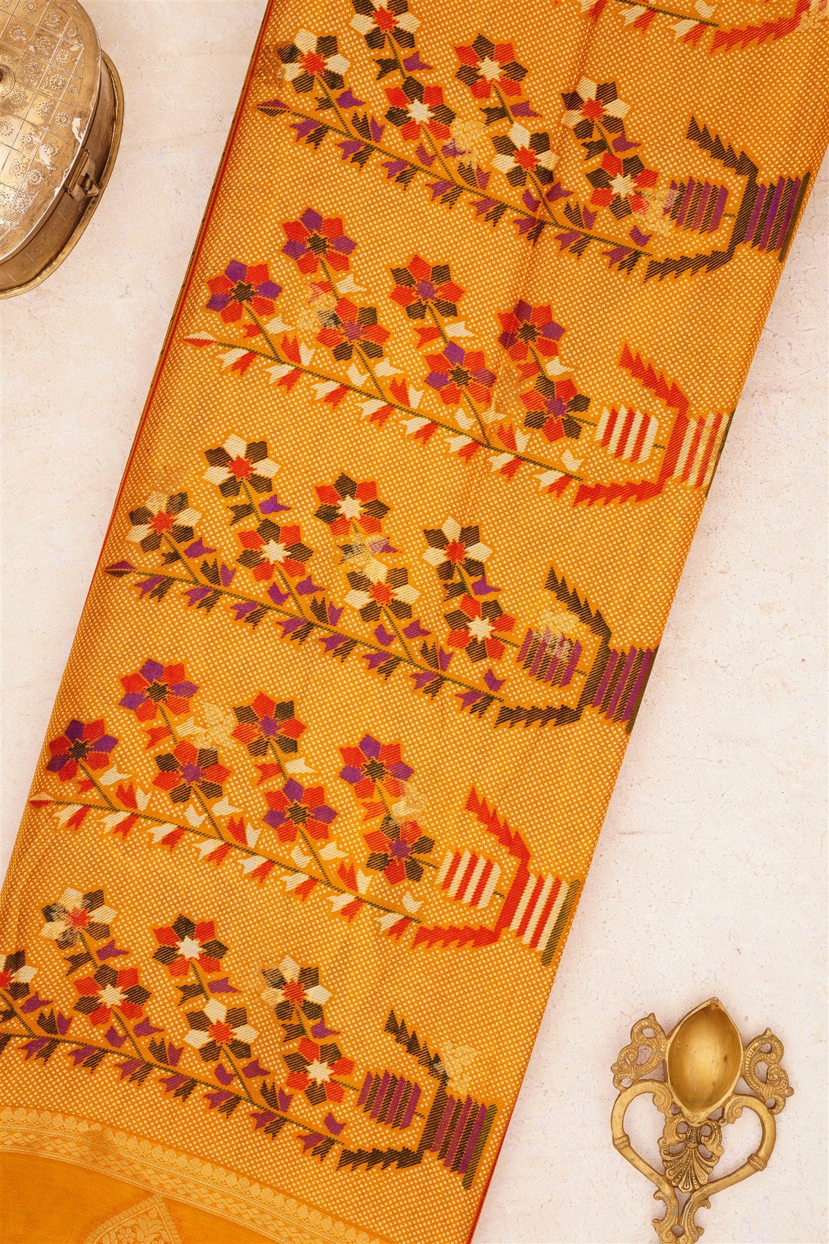 Fancy Chinon Chiffon Mustard Saree