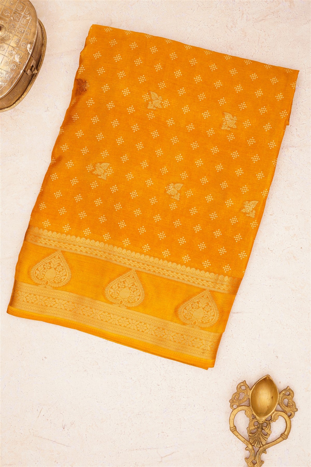 Fancy Chinon Chiffon Mustard Saree