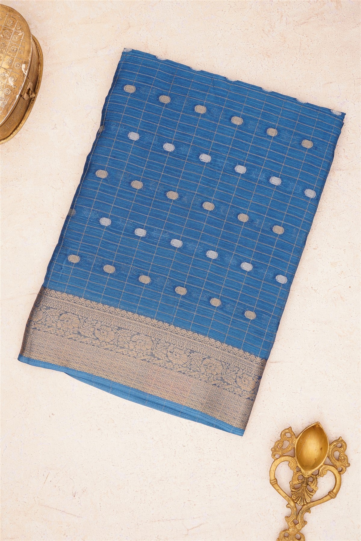Fancy Chinon Silk Dark Blue Saree