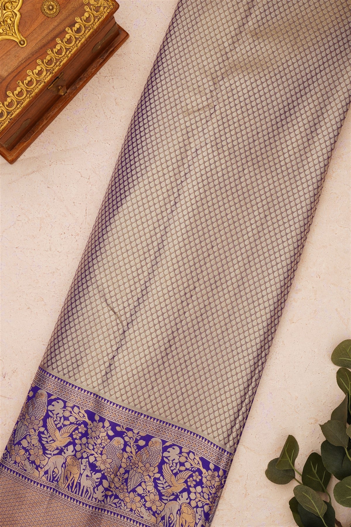 Semi Kanchipuram Silk Blend Baby Pink Saree