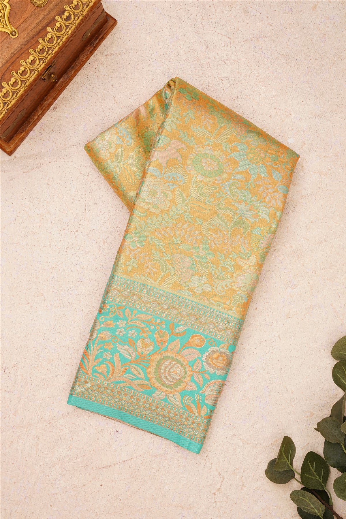 Semi Kanchipuram Silk Blend Beige Saree