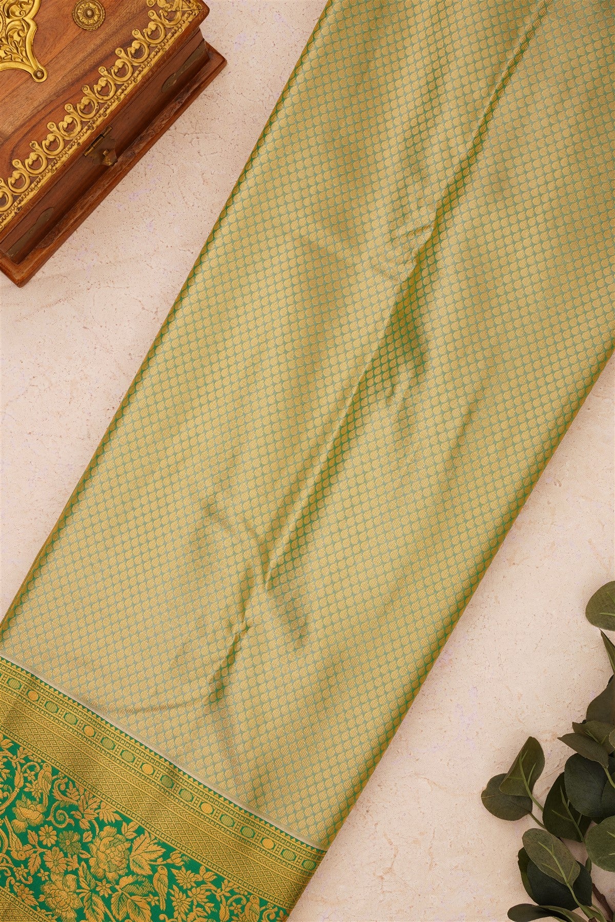 Semi Kanchipuram Silk Blend Brick Saree