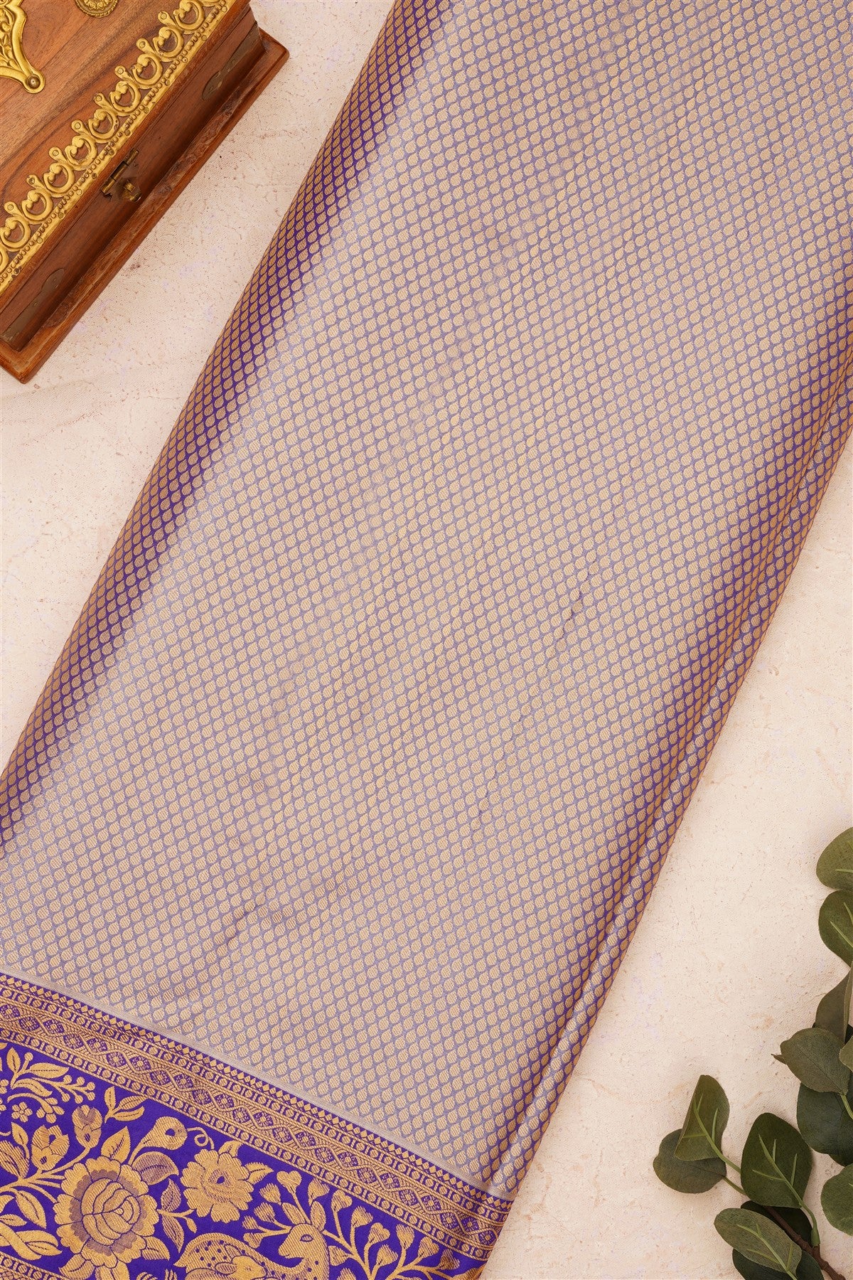 Semi Kanchipuram Silk Blend Lavander Saree