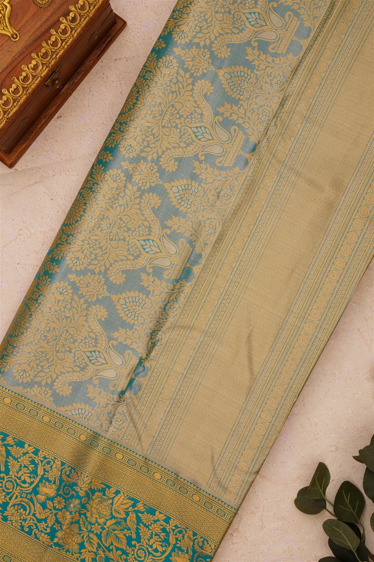 Semi Kanchipuram Silk Blend Pink Saree