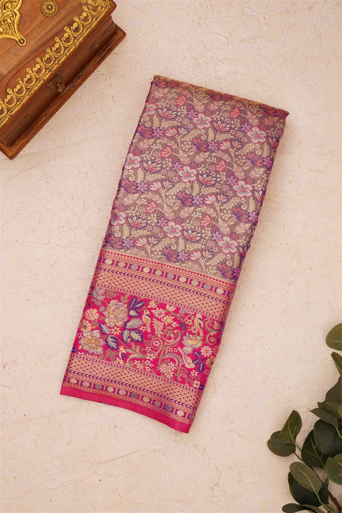 Semi Kanchipuram Silk Blend Royal Blue Saree