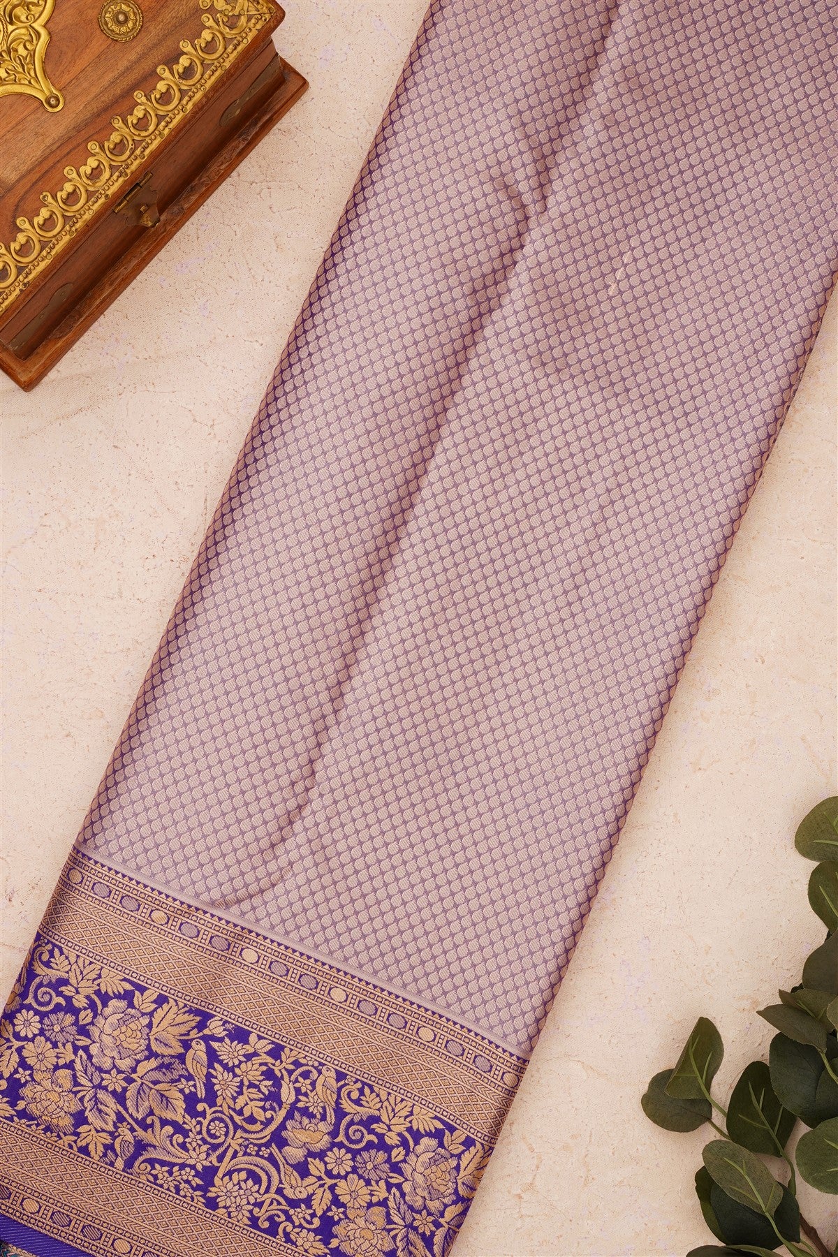 Semi Kanchipuram Silk Blend Sea Green Saree