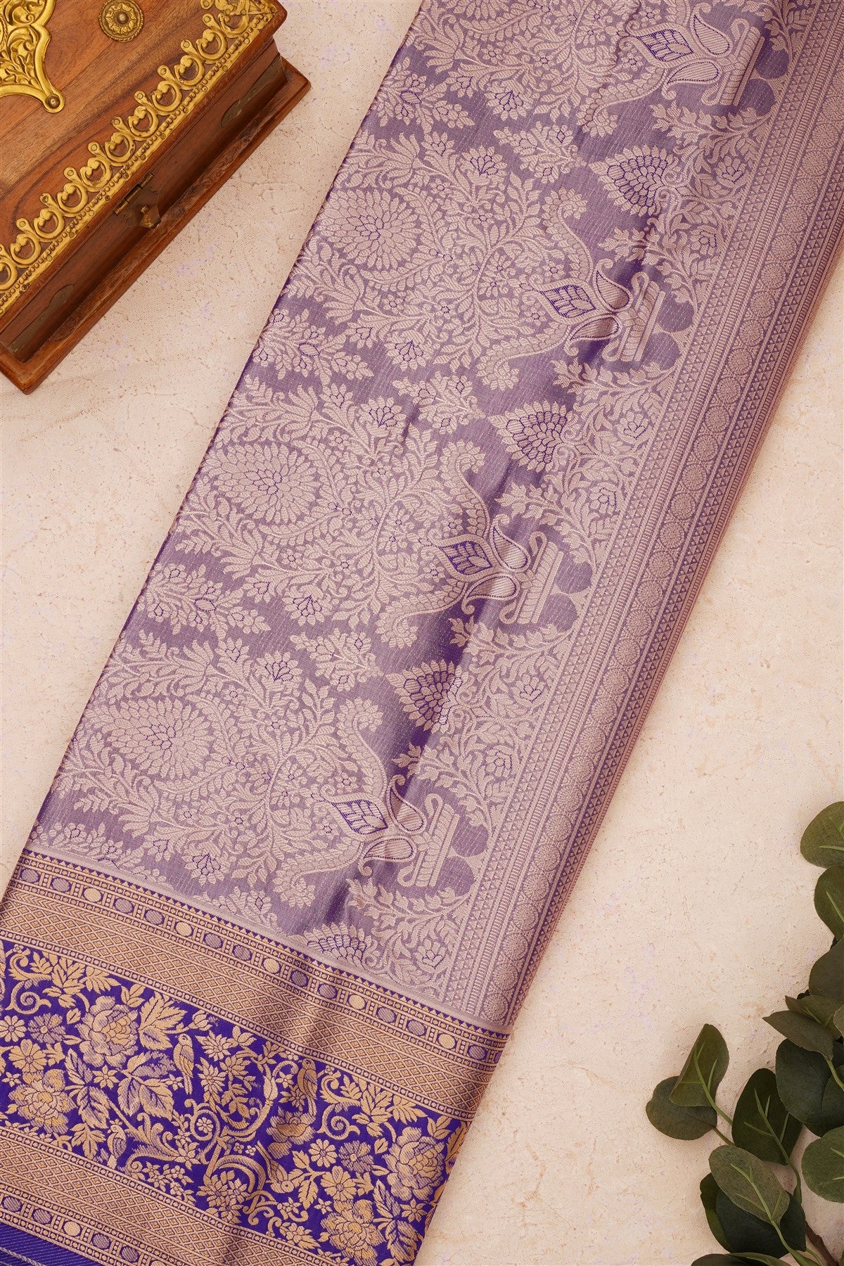Semi Kanchipuram Silk Blend Sea Green Saree
