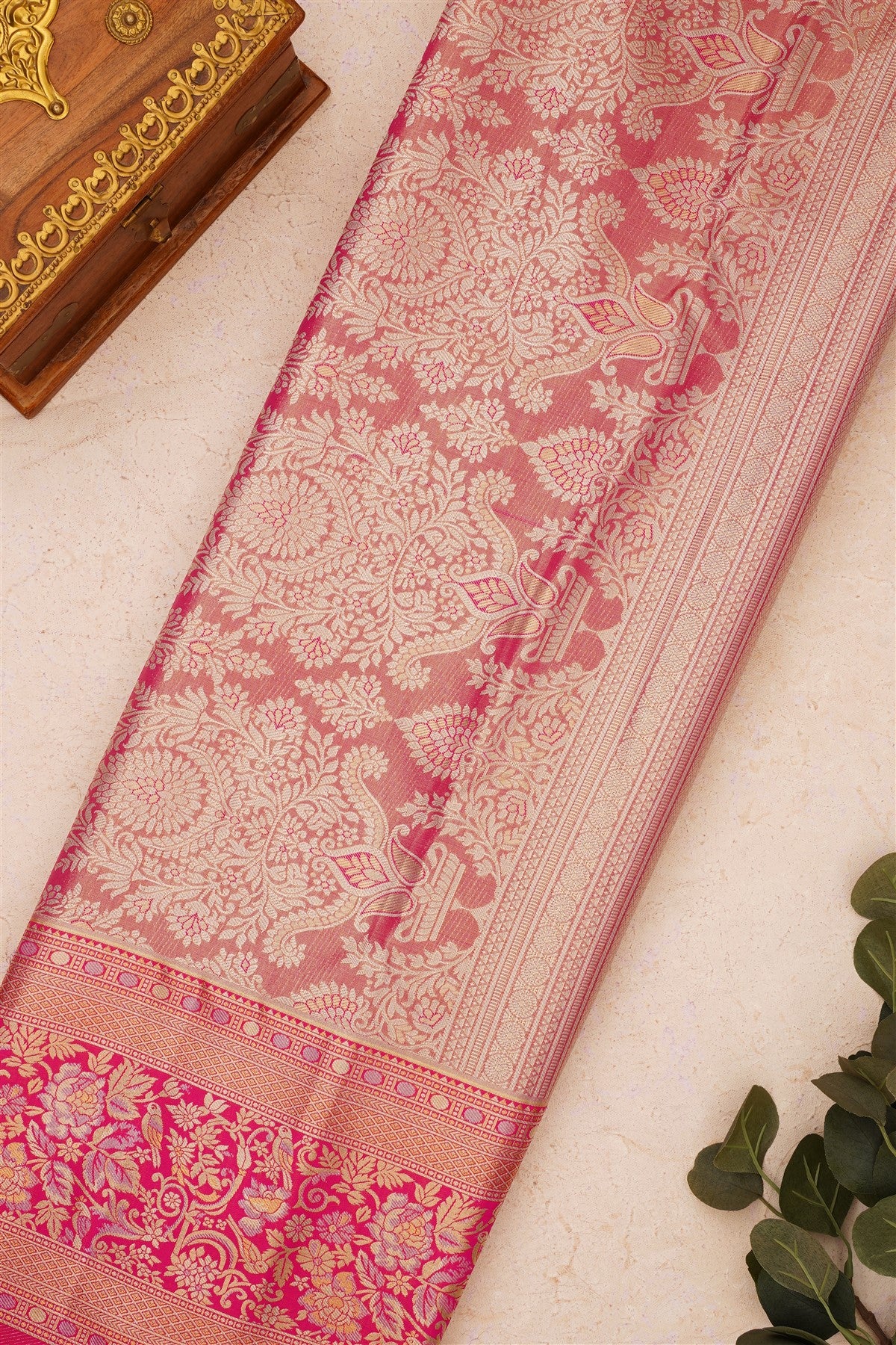 Semi Kanchipuram Silk Blend Sea Green Saree
