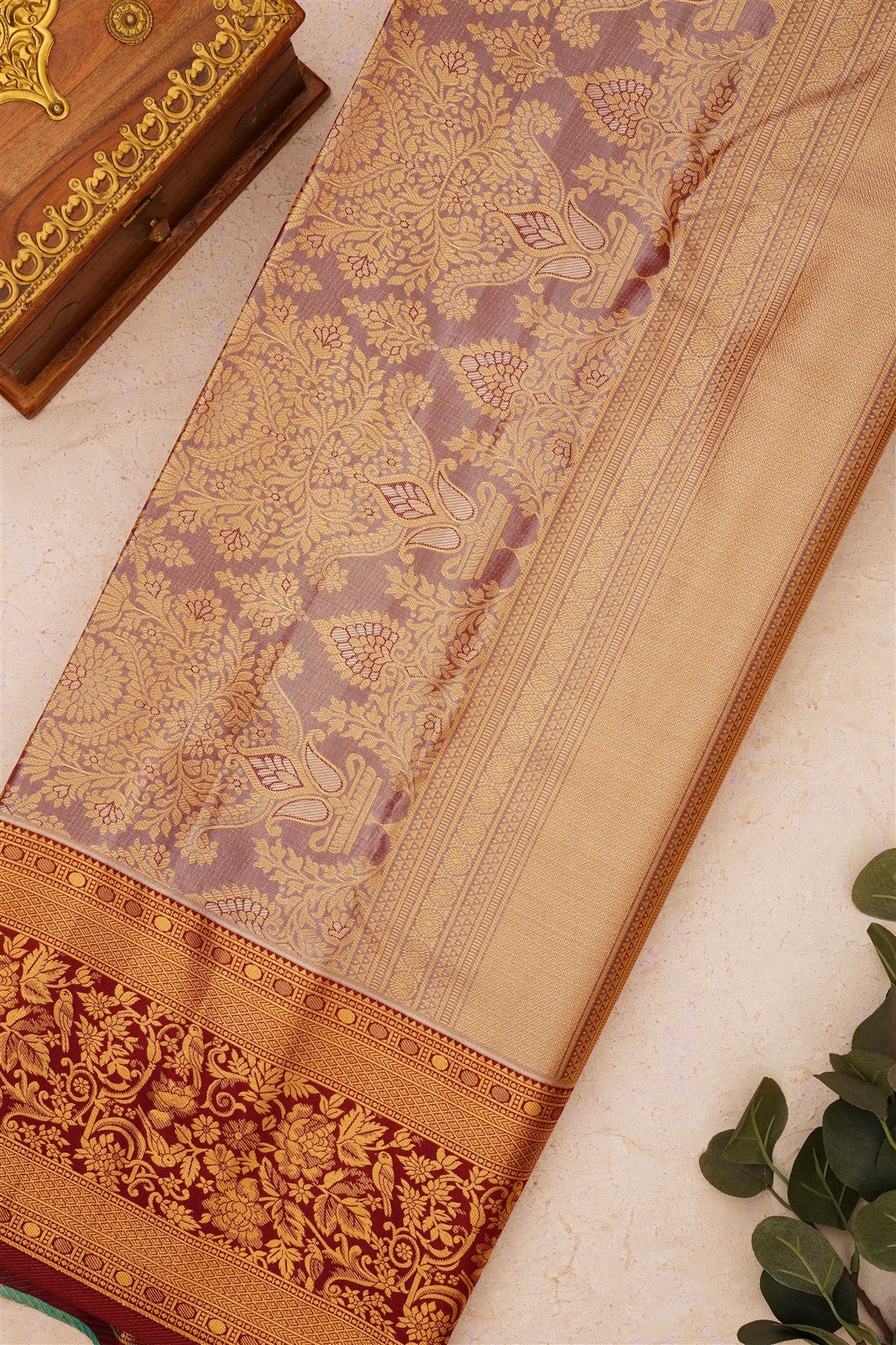 Semi Kanchipuram Silk Blend Sea Green Saree