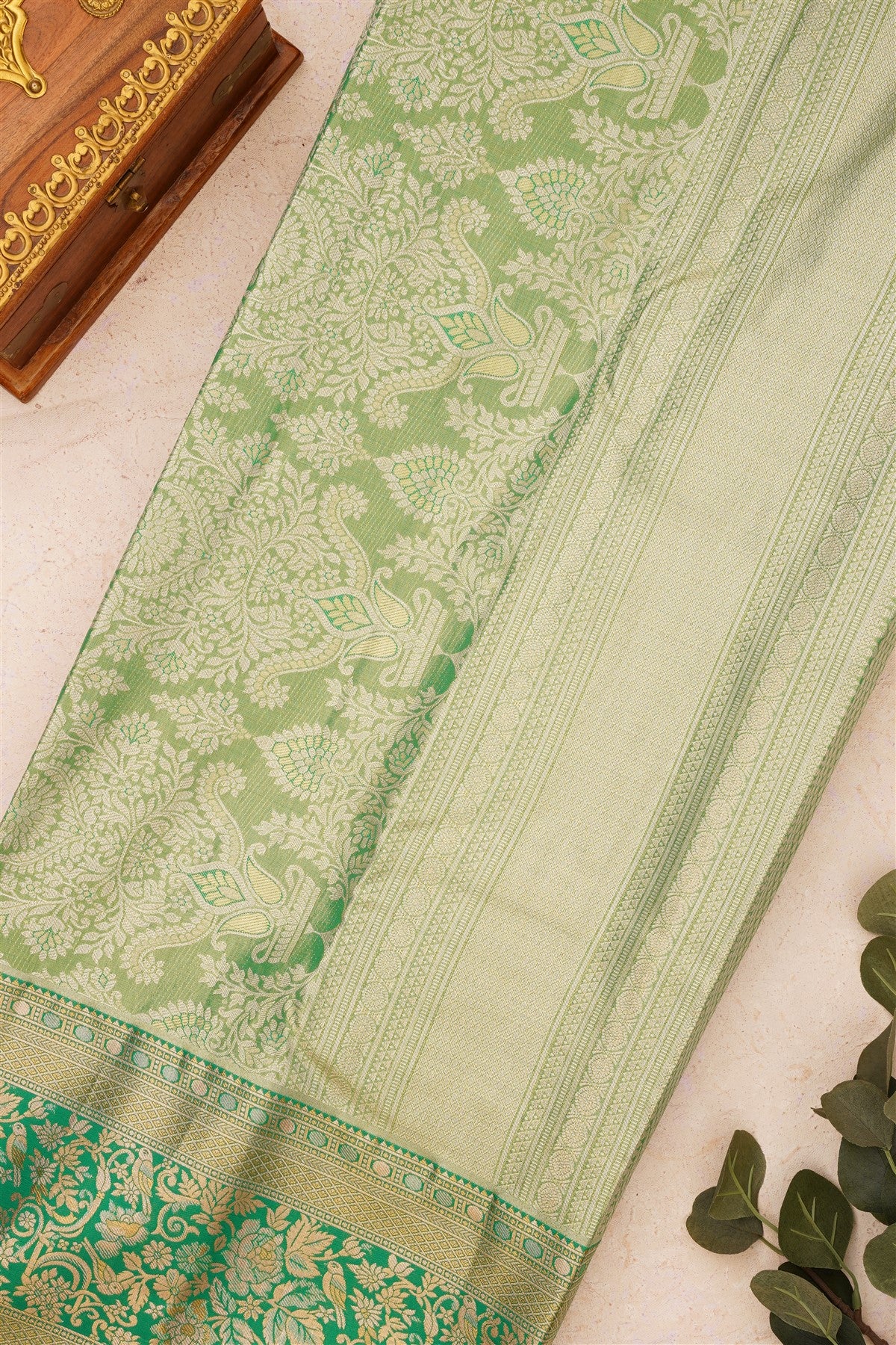 Semi Kanchipuram Silk Blend Yellow Saree