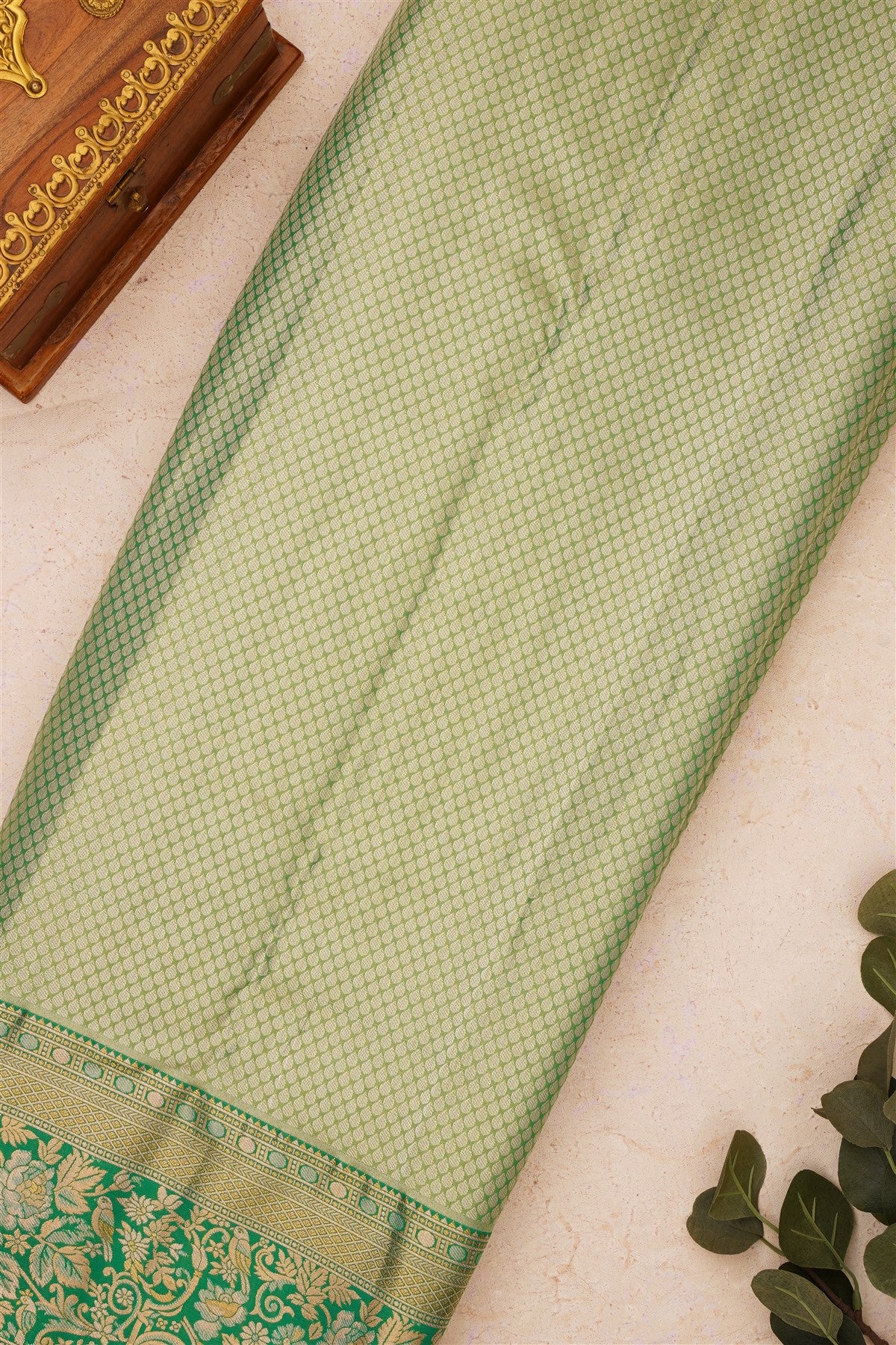 Semi Kanchipuram Silk Blend Yellow Saree