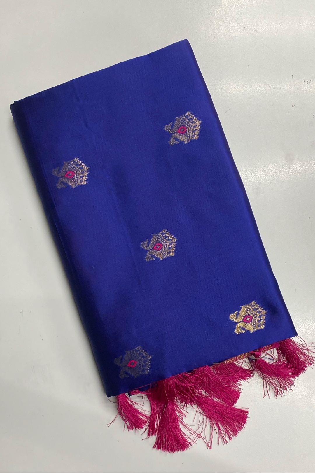 Semi Pattu Silk Blend Royal Blue Saree