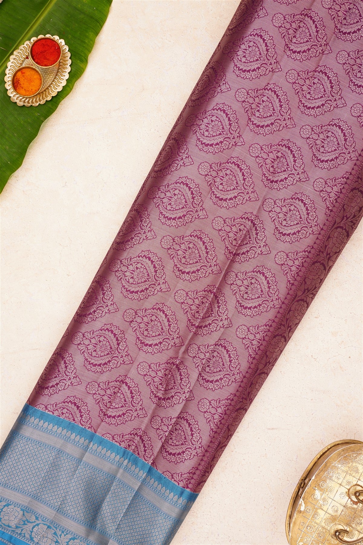 Banarasi Kathan Silk Purple Saree
