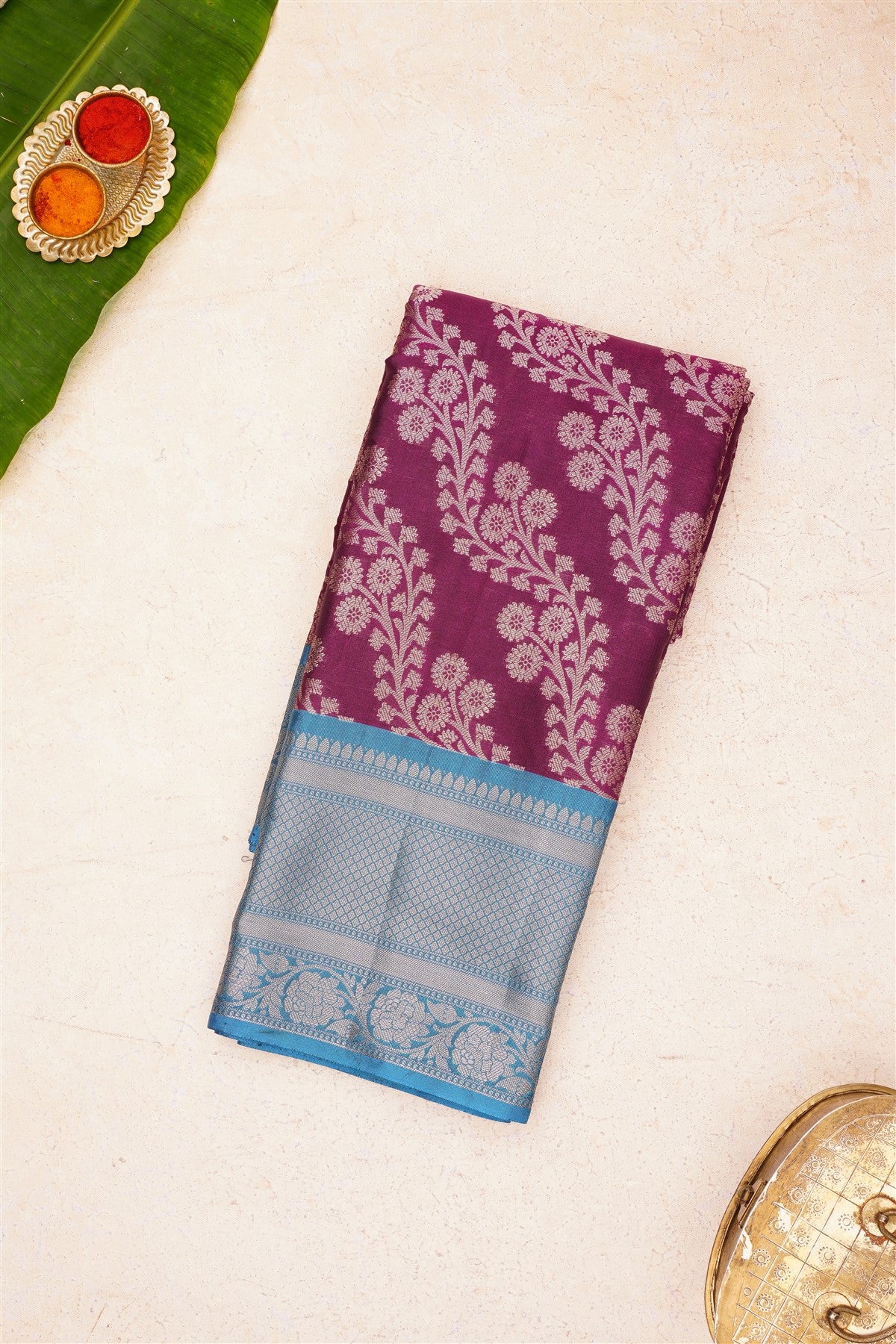 Banarasi Kathan Silk Purple Saree