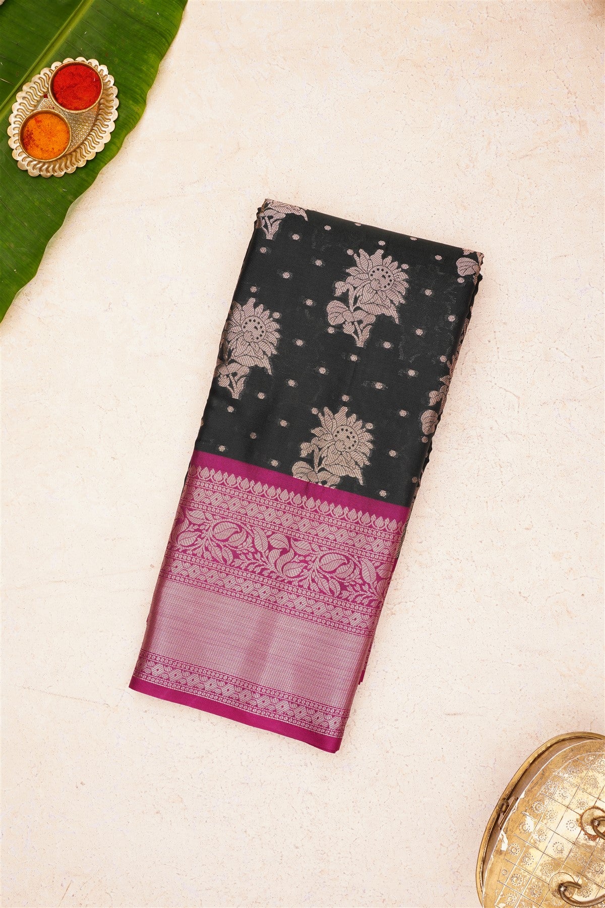 Banarasi Kathan Silk Bottle Green Saree