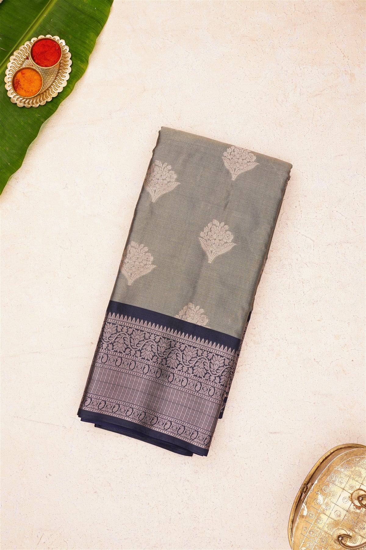 Banarasi Kathan Silk Grey Saree