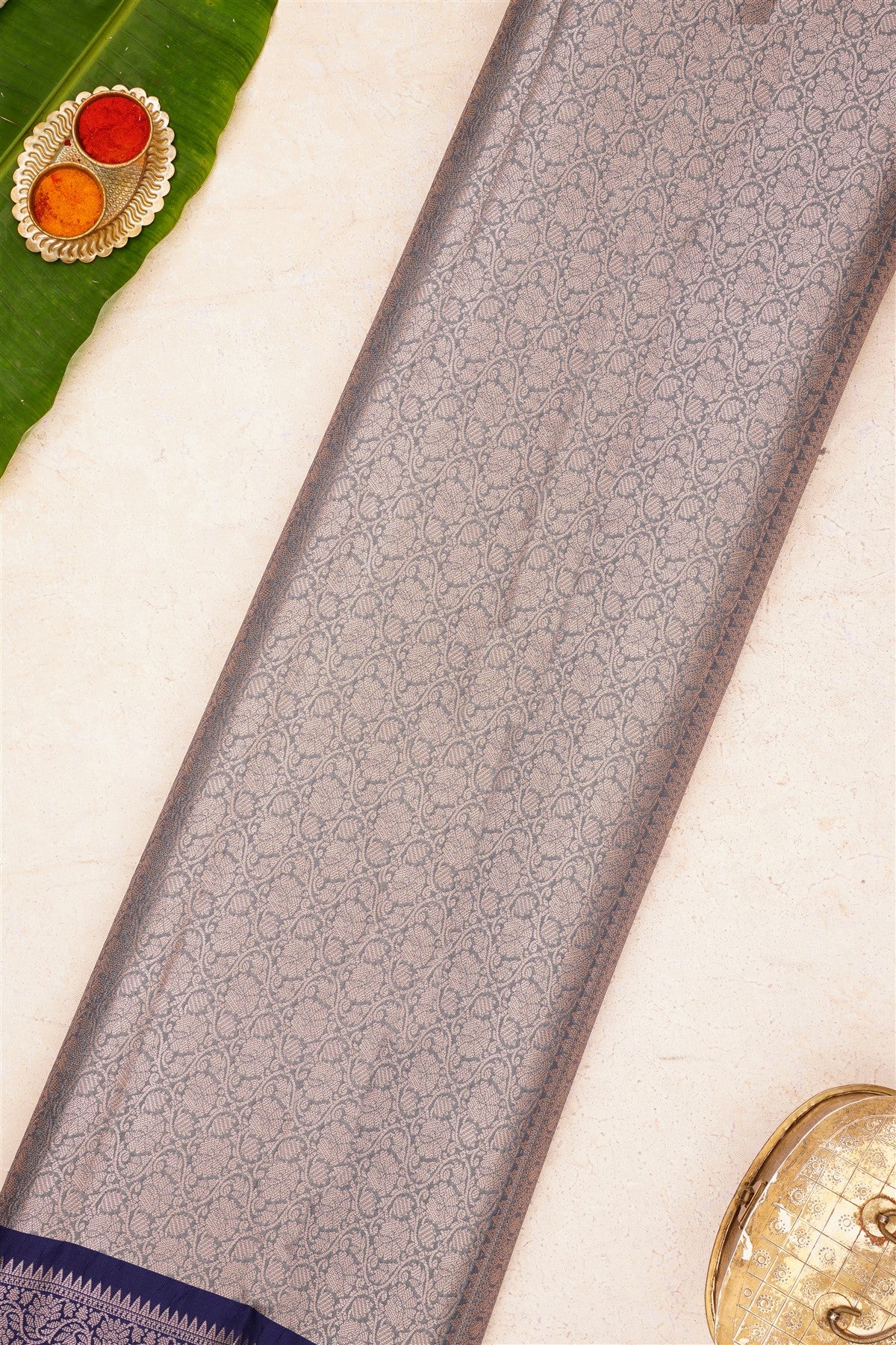 Banarasi Kathan Silk Grey Saree
