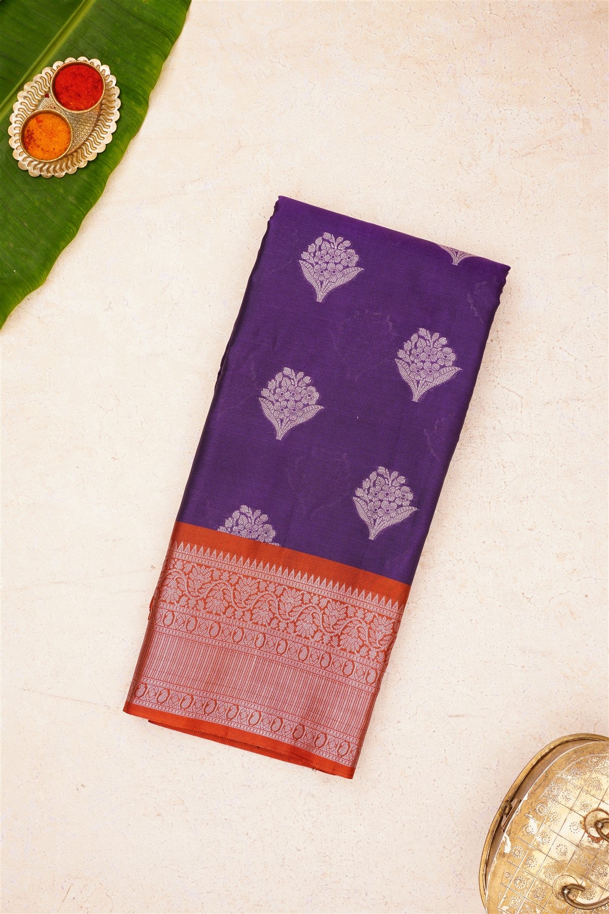 Banarasi Kathan Silk Violet Saree