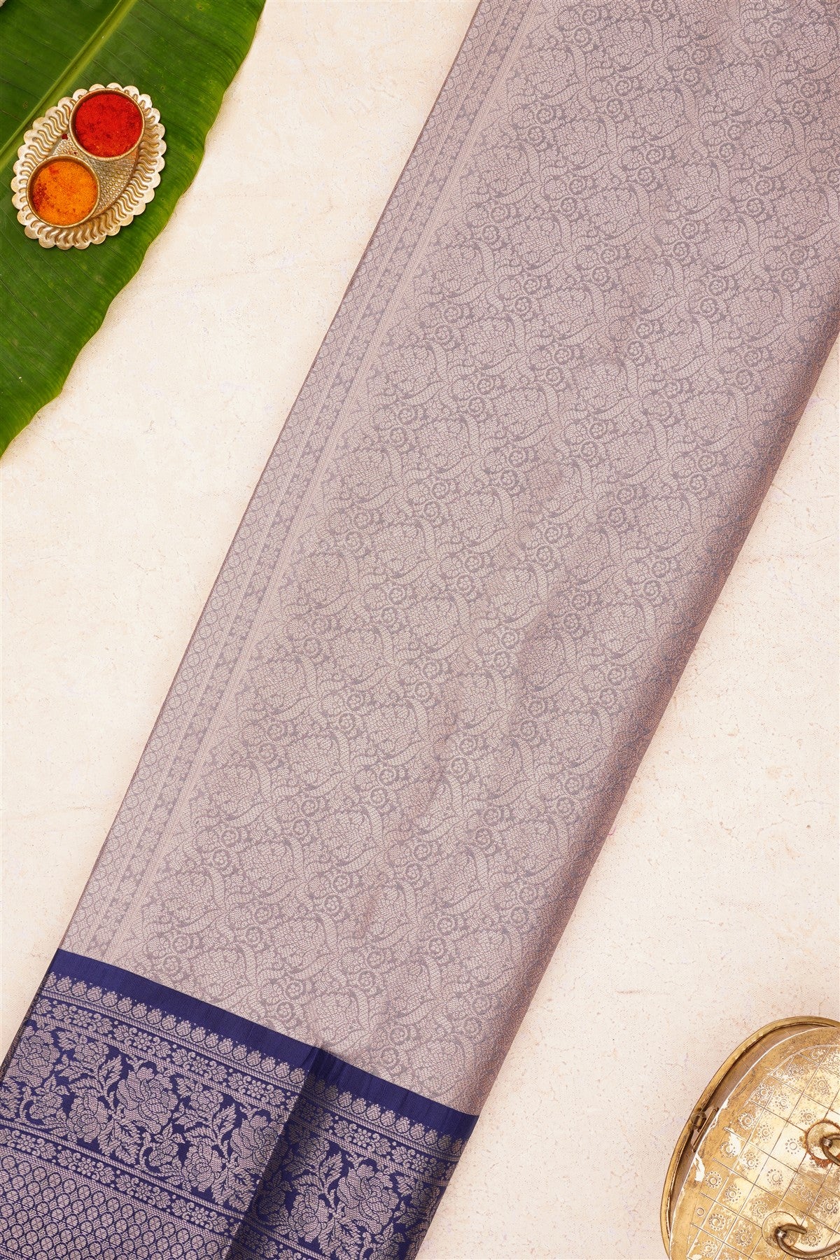 Banarasi Kathan Silk Dark Cream Saree
