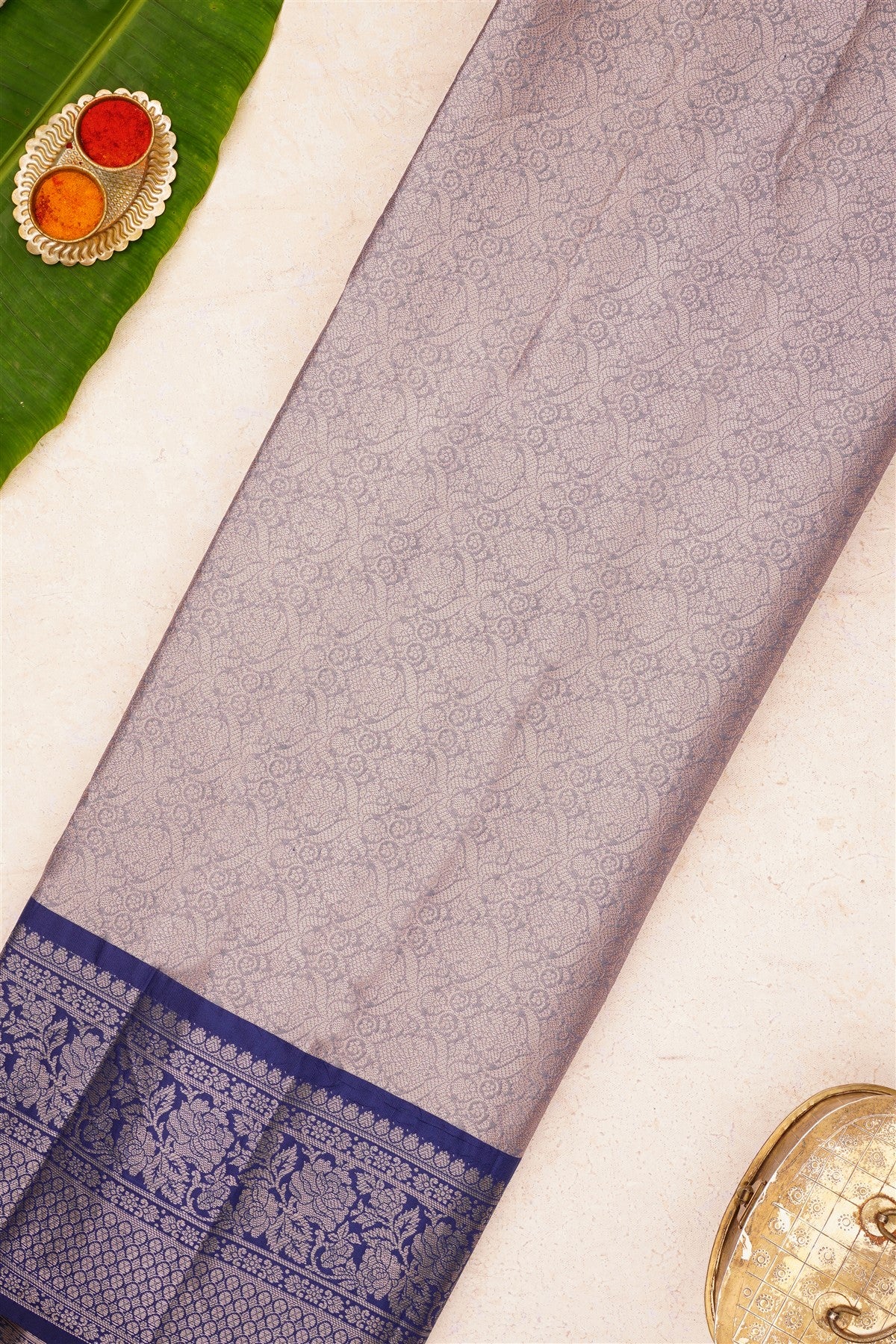 Banarasi Kathan Silk Dark Cream Saree