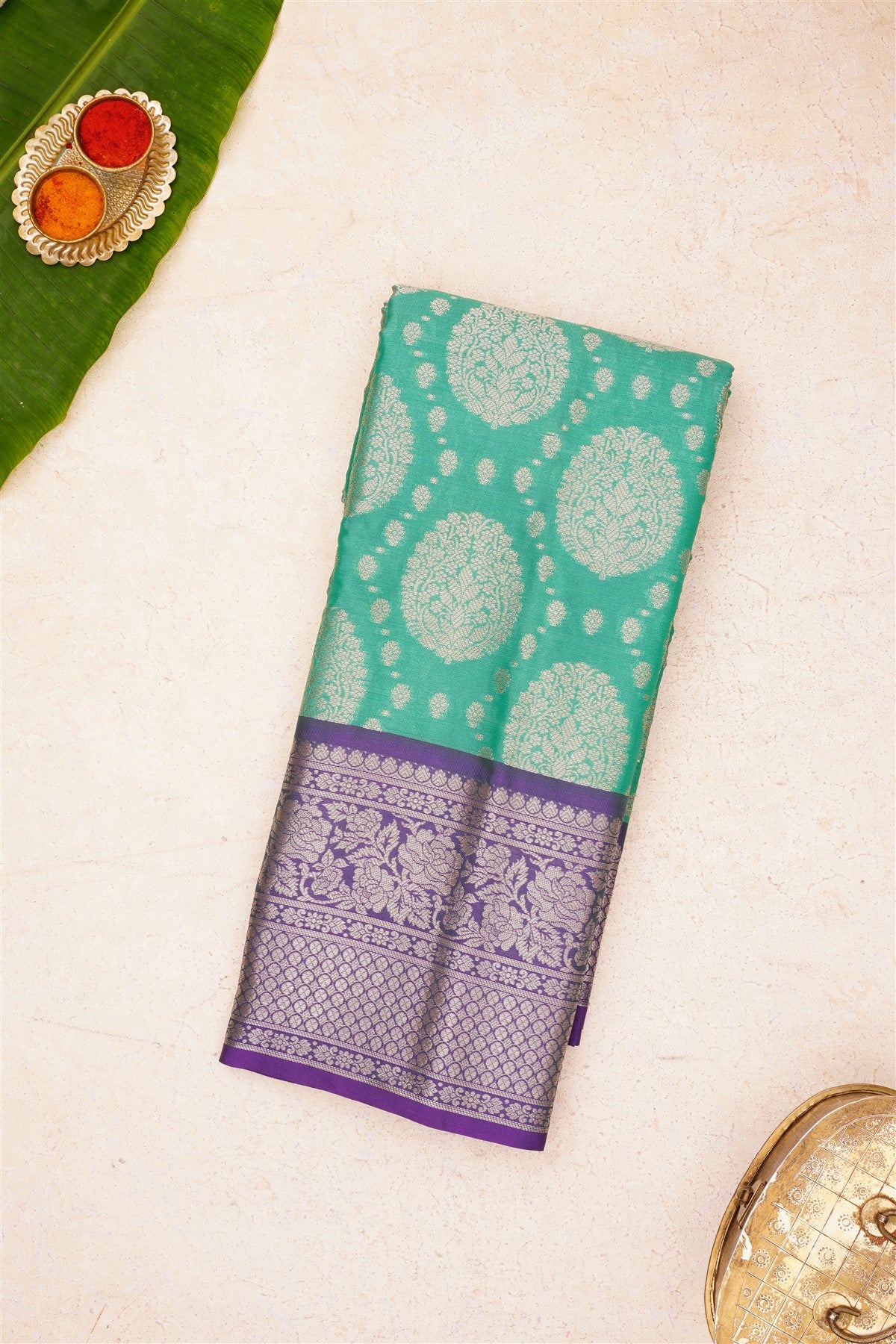 Banarasi Kathan Silk Sea Green Saree